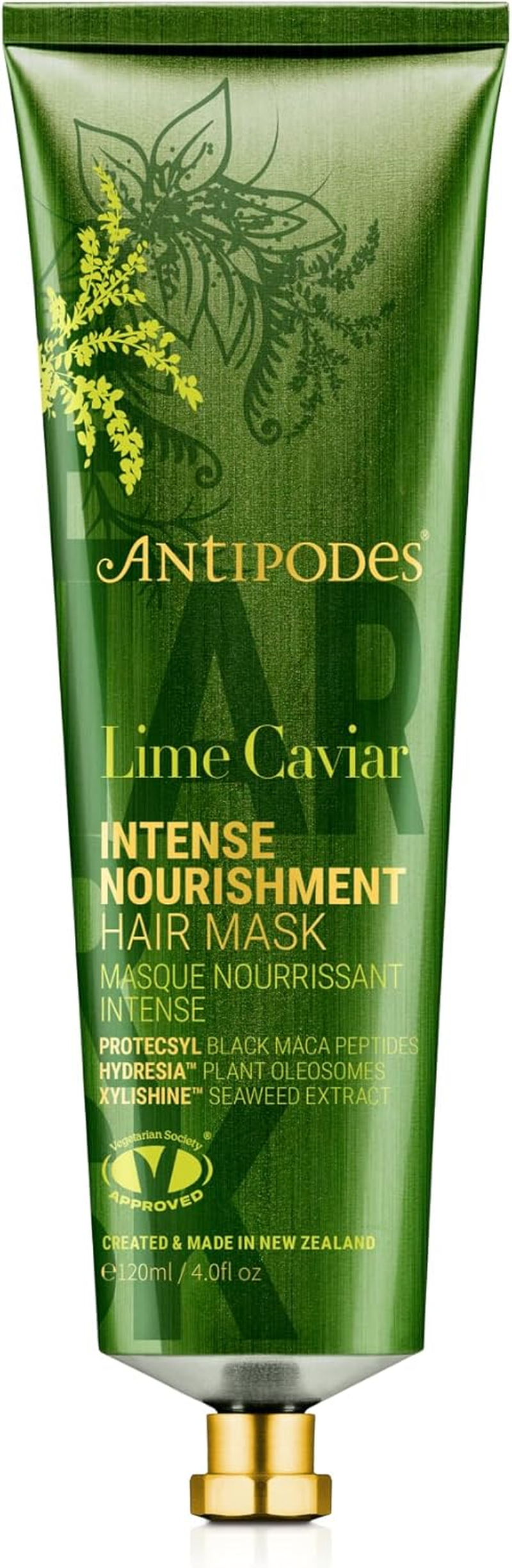 Antipodes Lime Caviar Intense Nourishment Hair Mask | Natural Silicone-Free Treatment with PROTECSYL Peptides, Hydresia Oleosomes & Xylishine Seaweed | for Dry, Damaged or Curly Hair | 120Ml