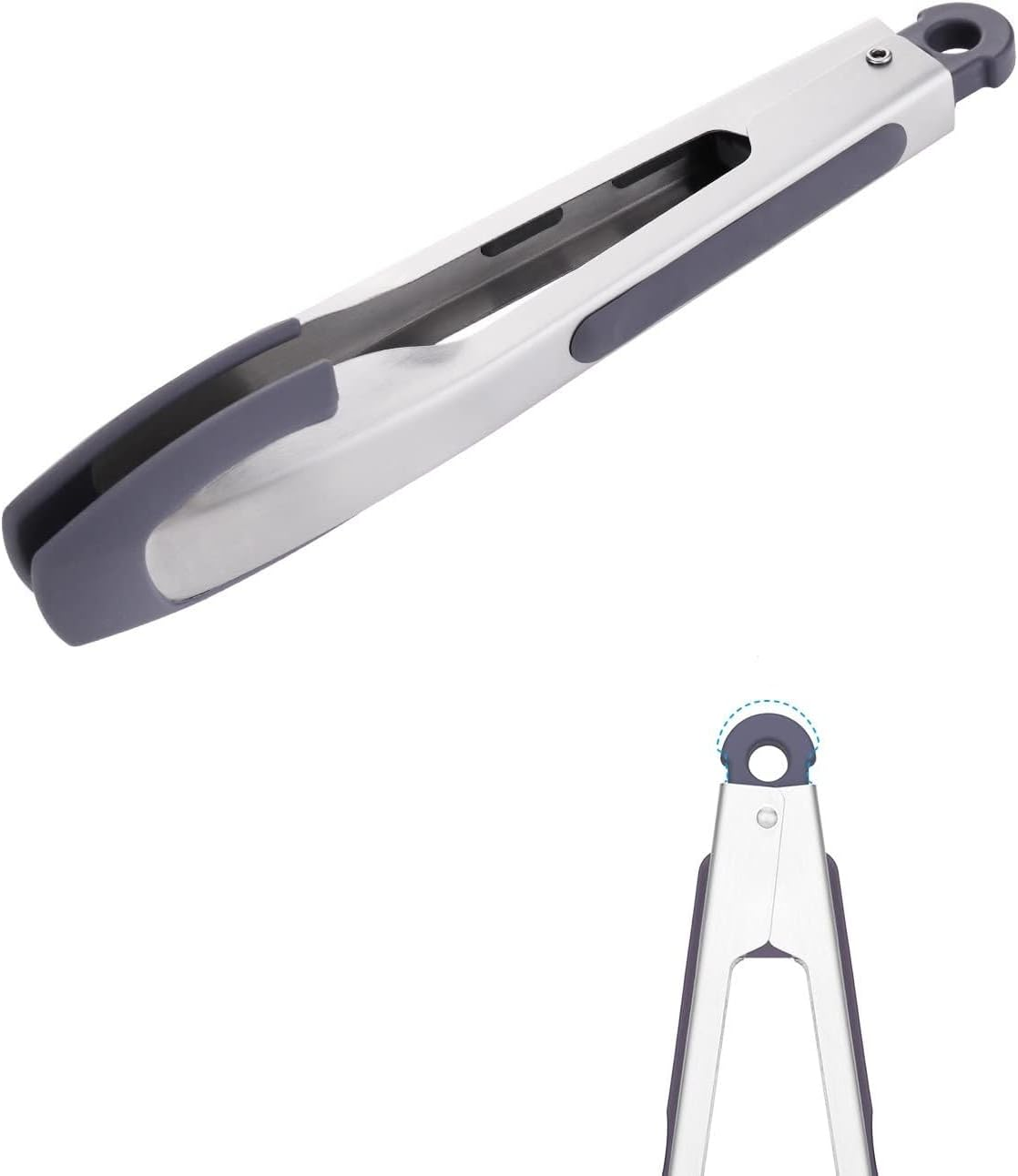 KITCHENDAO Silicone Tongs 9 Inch, Stainless Steel Kitchen Tongs with Silicone Tips, Tongs for BBQ, Salad, Cooking image number 6
