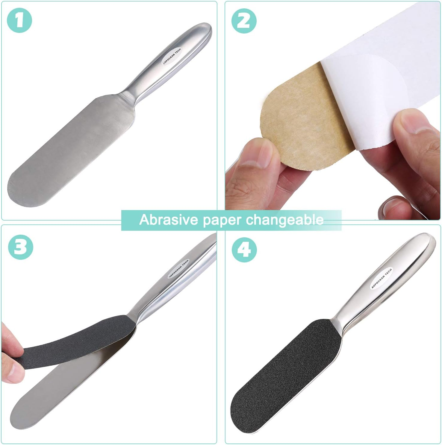 Stainless Steel Pedi File Refill, 100 Grit, Black - Pedicure Refill Pads - Foot Rasp Pad with Removable Glue,Size 5.2" L X 1.7" W,50-Count image number 5