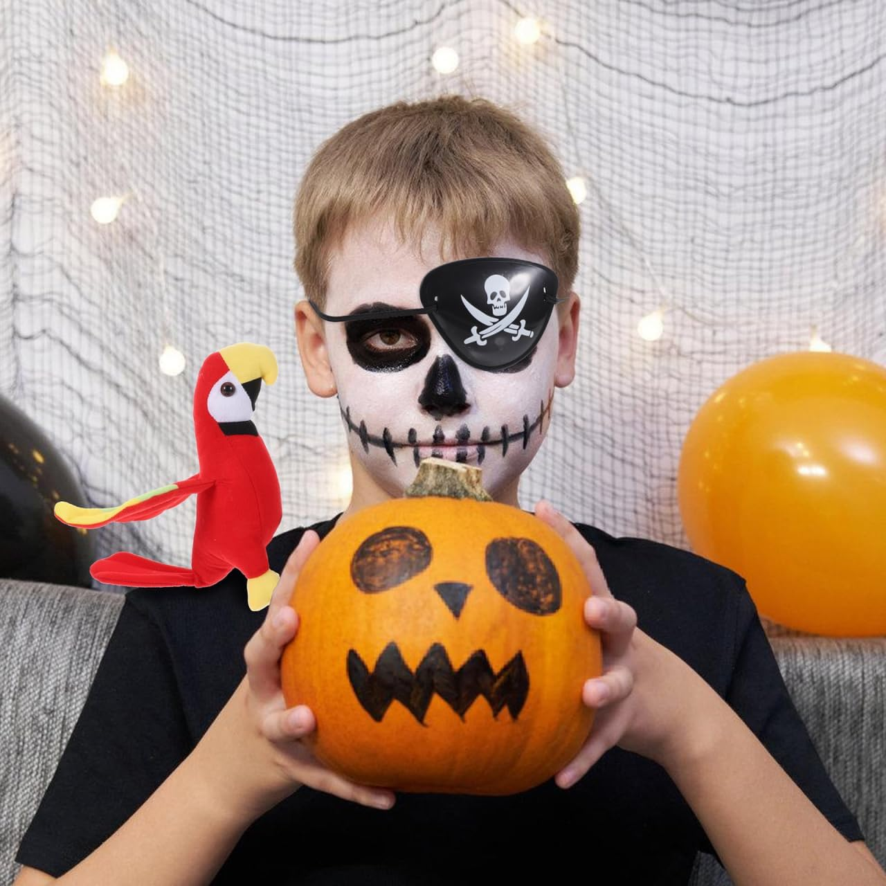 1 Set Halloween Pirate Parrot Shoulder Toy, Shoulder Parrot with Eye Patch, Party Cosplay Accessory for Kids & Adults, Pirate Accessories image number 5