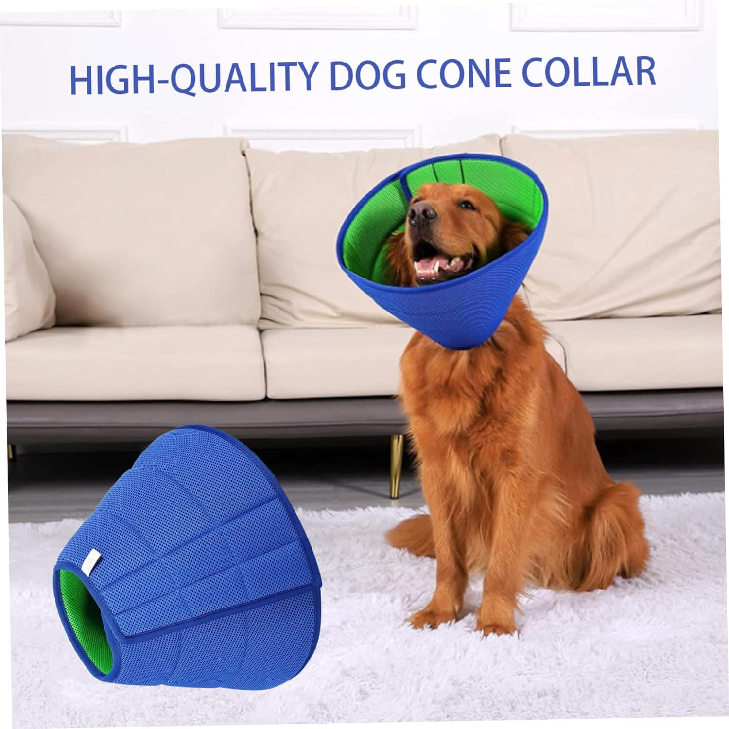 Dog Cone Collar for after Surgery XL Anti-Bite Soft Dog Cone Recovery Collars with Adjustable Strap Breathable Mesh Elizabethan Collar for Dogs Cats image number 6