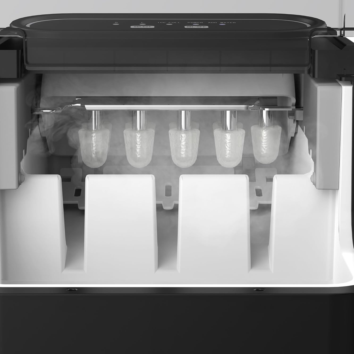 Cobuy Ice Maker Machine, 12KG 1.4L Portable Ice Makers Countertop, Self-Cleaning Ice Cube Maker with Handle, Black - Black image number 3