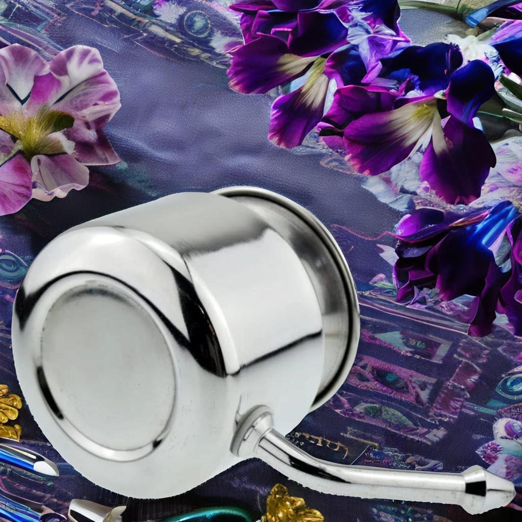 304 Grade Stainless Steel Ayurvedic Jal Neti Pot for Sinus Congestion and Nasal Cleansing Non-Corrosive Unbreakable Hygienic Smooth Nose Tip Snugly Fits image number 3