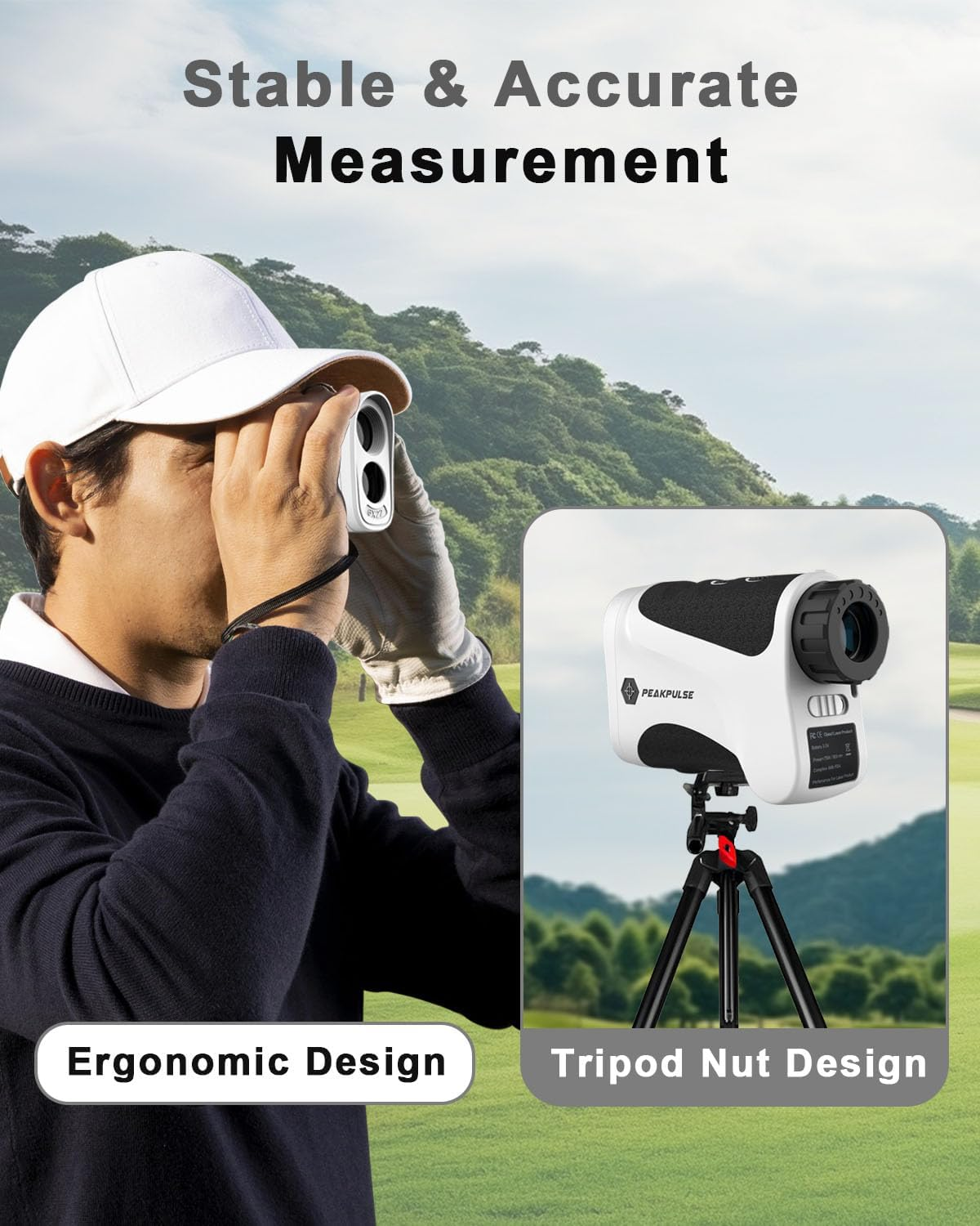 PEAKPULSE Golf Laser Rangefinder for Golf & Hunting Range Finder Gift, Distance Finder with Slope Mode, Flag Pole Locking Vibration︱Fast Focus System image number 3