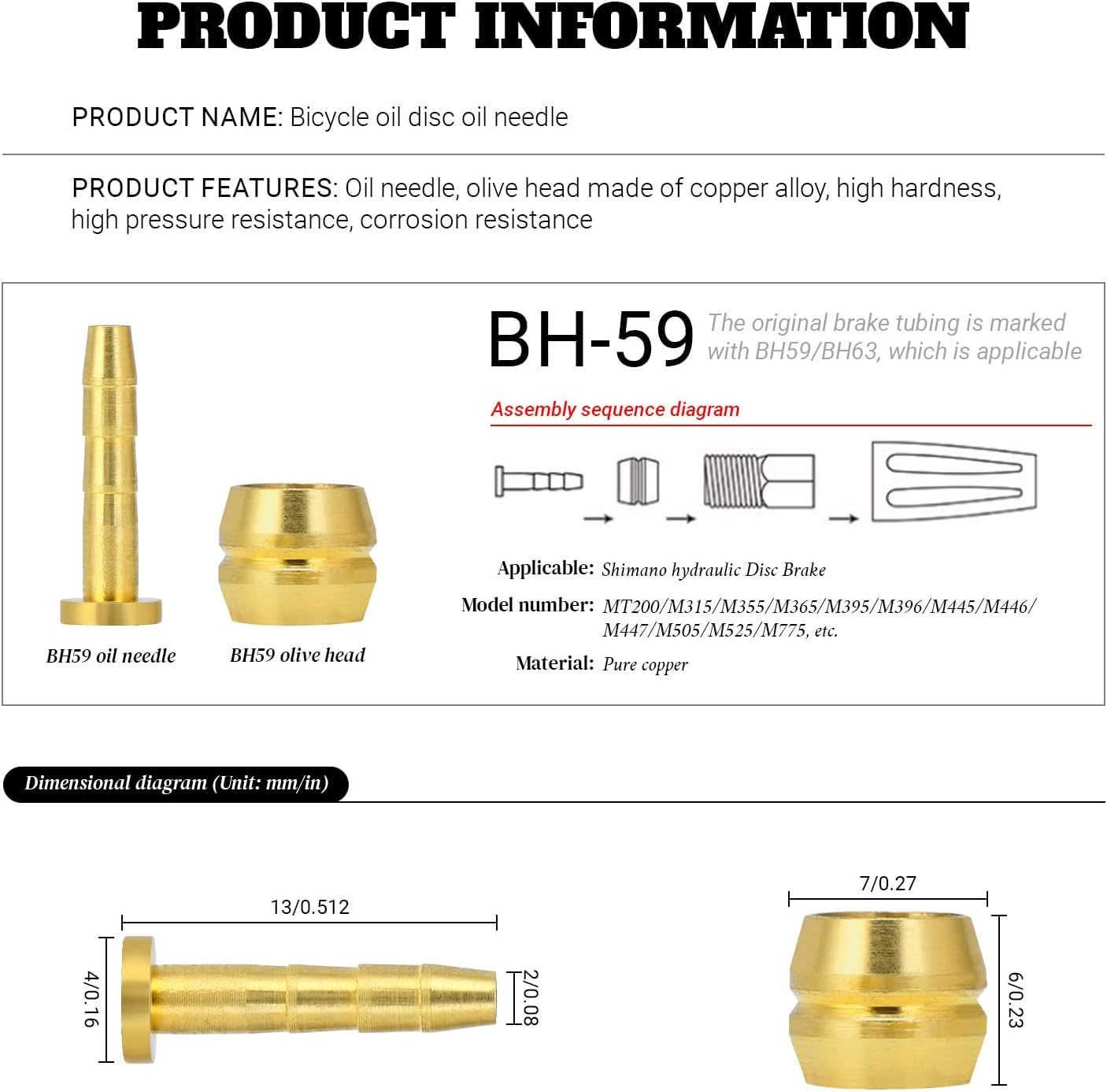12 Set Bike Brake Hose Olive and Barb Connector Kit for Shimano Hydraulic Disc Brake Olive Insert for Bicycle Replacement Parts (BH59) image number 3