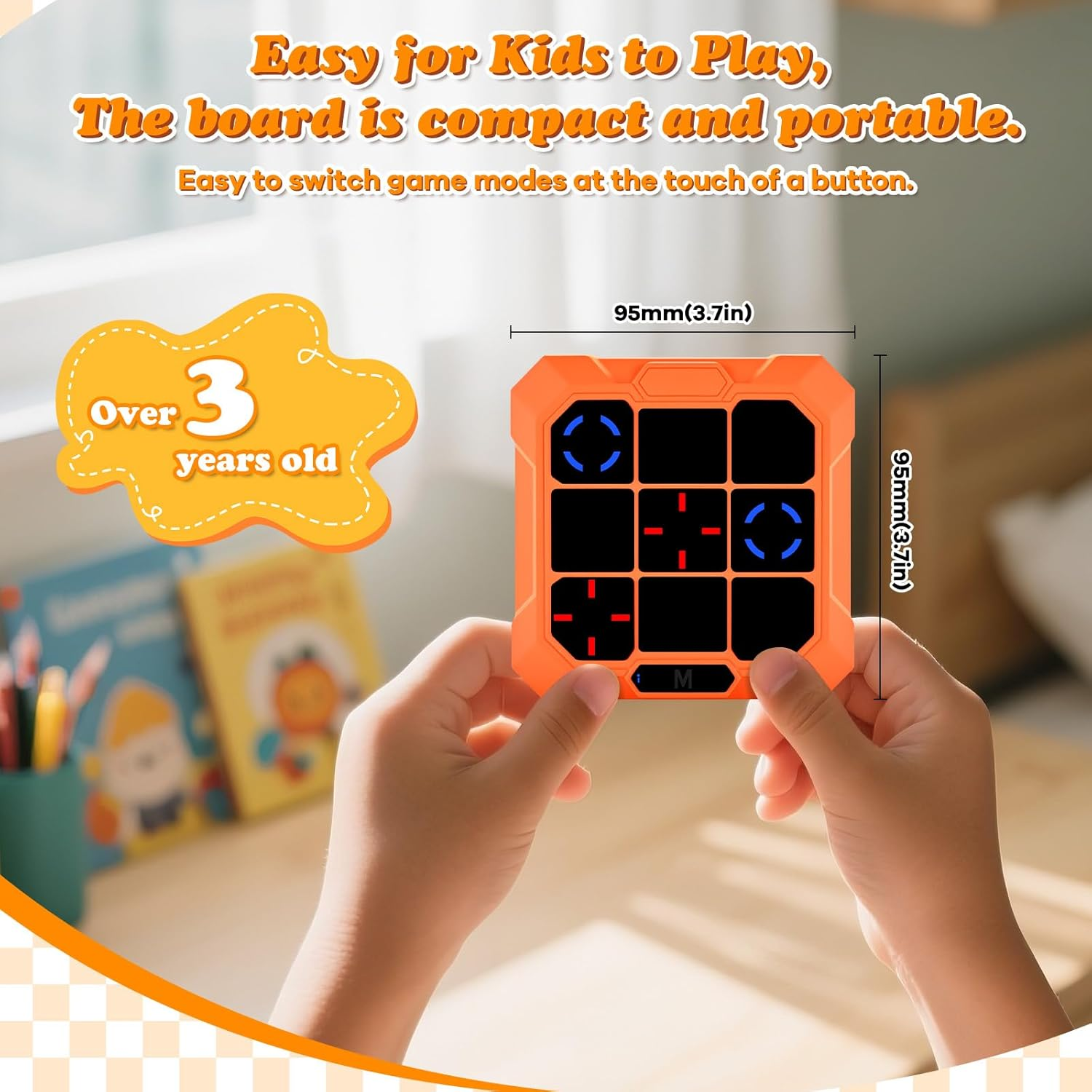Blueswan 6 in 1 Tic-Tac-Toe Handheld Game, Rechargeable Memory & Brain Puzzle Games Console, Electronic Board Games Fidget Toys for Kids Ages 4-12, Portable Travel Activities Queue Time image number 4