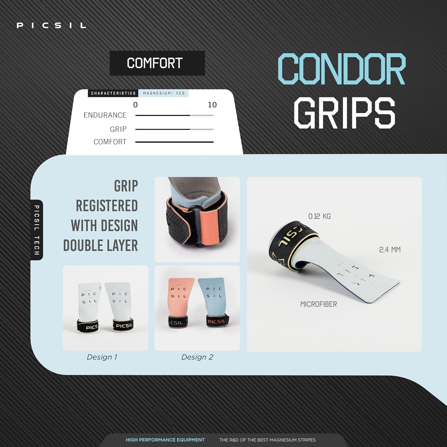 PICSIL Condor Grips, No Hole Leather Hand Grips, Increased Protection and Comfort, Hand Grips for Gymnastic, Cross Training, Pull Ups, Weightlifting, Prevents Blisters and Tears image number 4