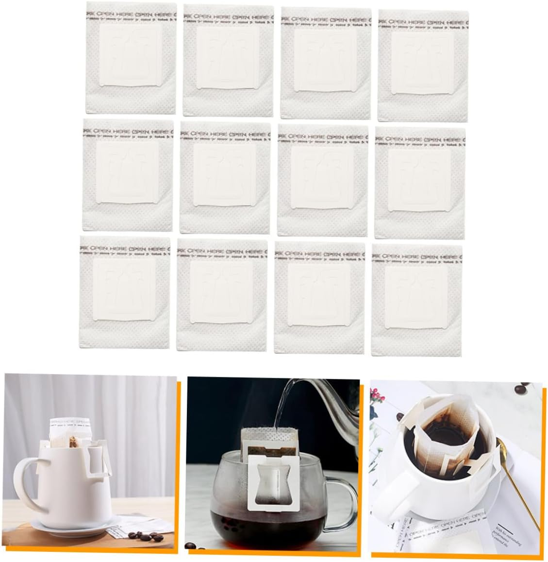 Toyvian 50Pcs Hanging Ear Drip Coffee Filters Disposable Portable Single Serve Filter Bags for Loose Tea and Coffee Brewing Thickened White Paper Easy Use for Home and Travel image number 1