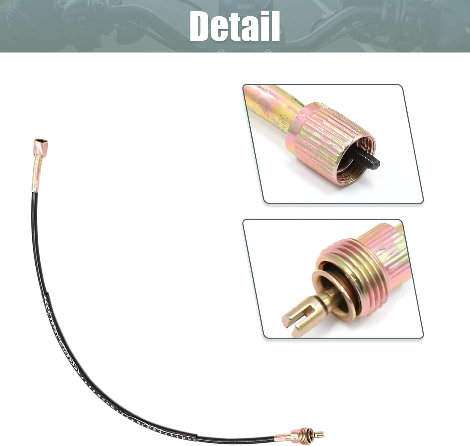 Uxcell 11Mm 0.43" Motorcycle Motorbike Tachometer Cable Line Wire Black Rubber Metal Replacement for Suzuki GN125 image number 2