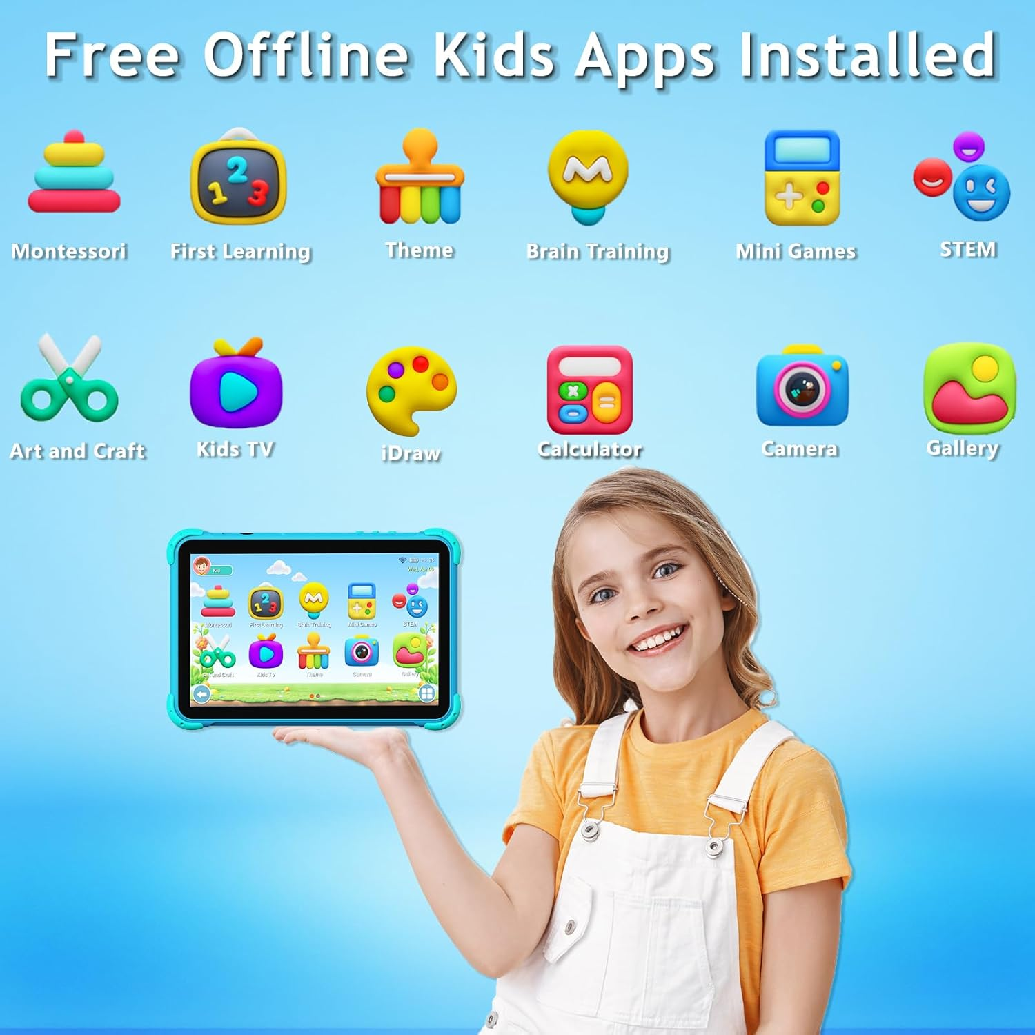 YINOCHE Kids Tablet 10 Inch Toddler Tablet for Kids 5G Wifi with Case Parental Control Dual Camera 32GB Kids Tablets Educational App Preloaded Support Youtube Neflix (Blue) image number 1