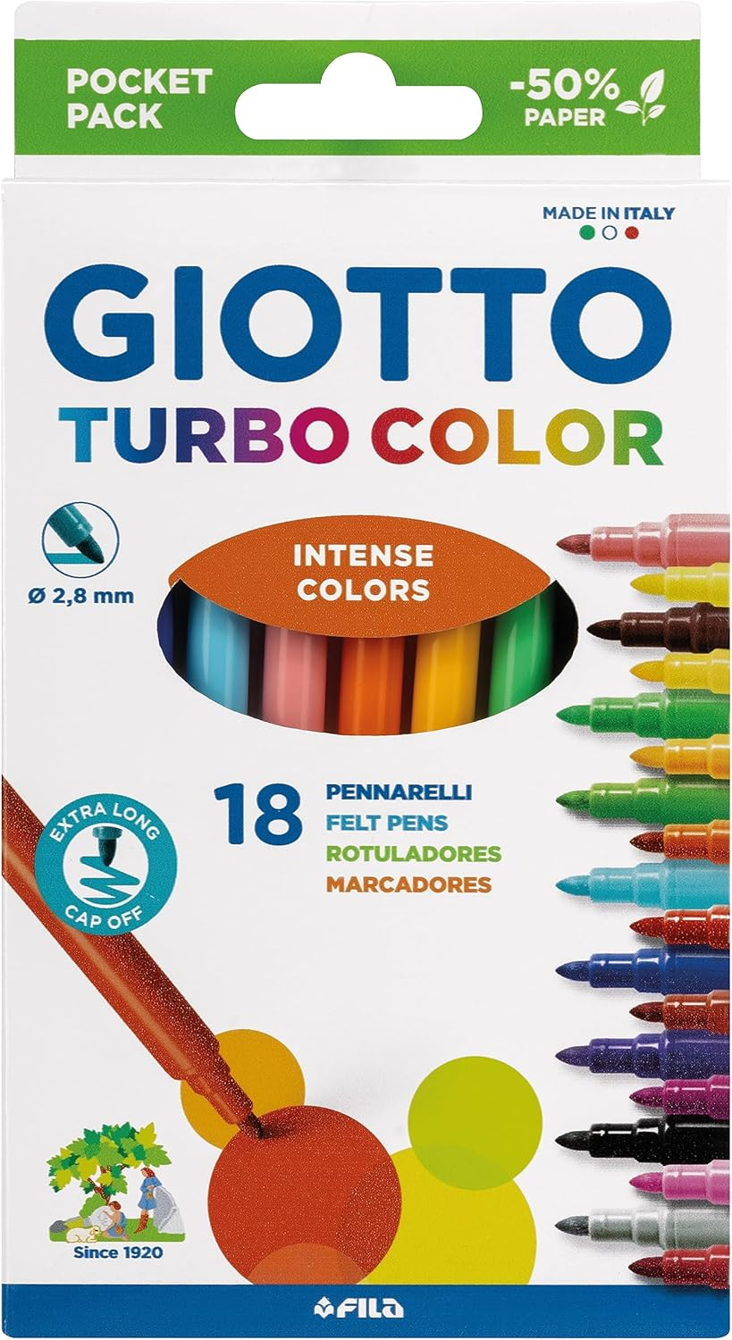 Giotto Turbo Color 18 Marker Fine Point Assorted Colours Replacement Case image number 1