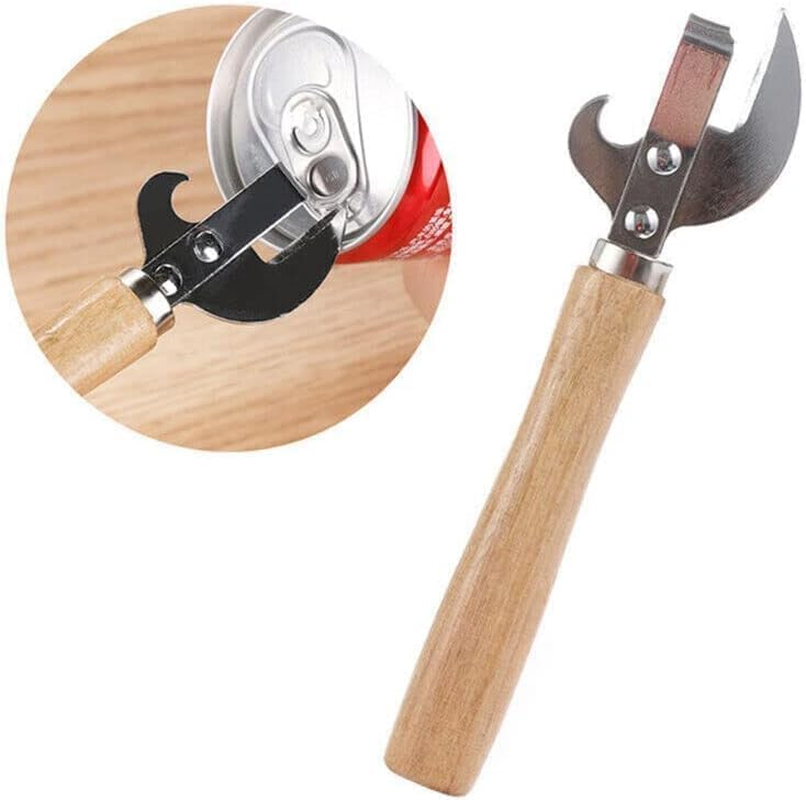 Stainless Steel Kitchen Utensil Multifunctional Lid Remov-E Side Cut Manual Can Opener with Wood Handle image number 6