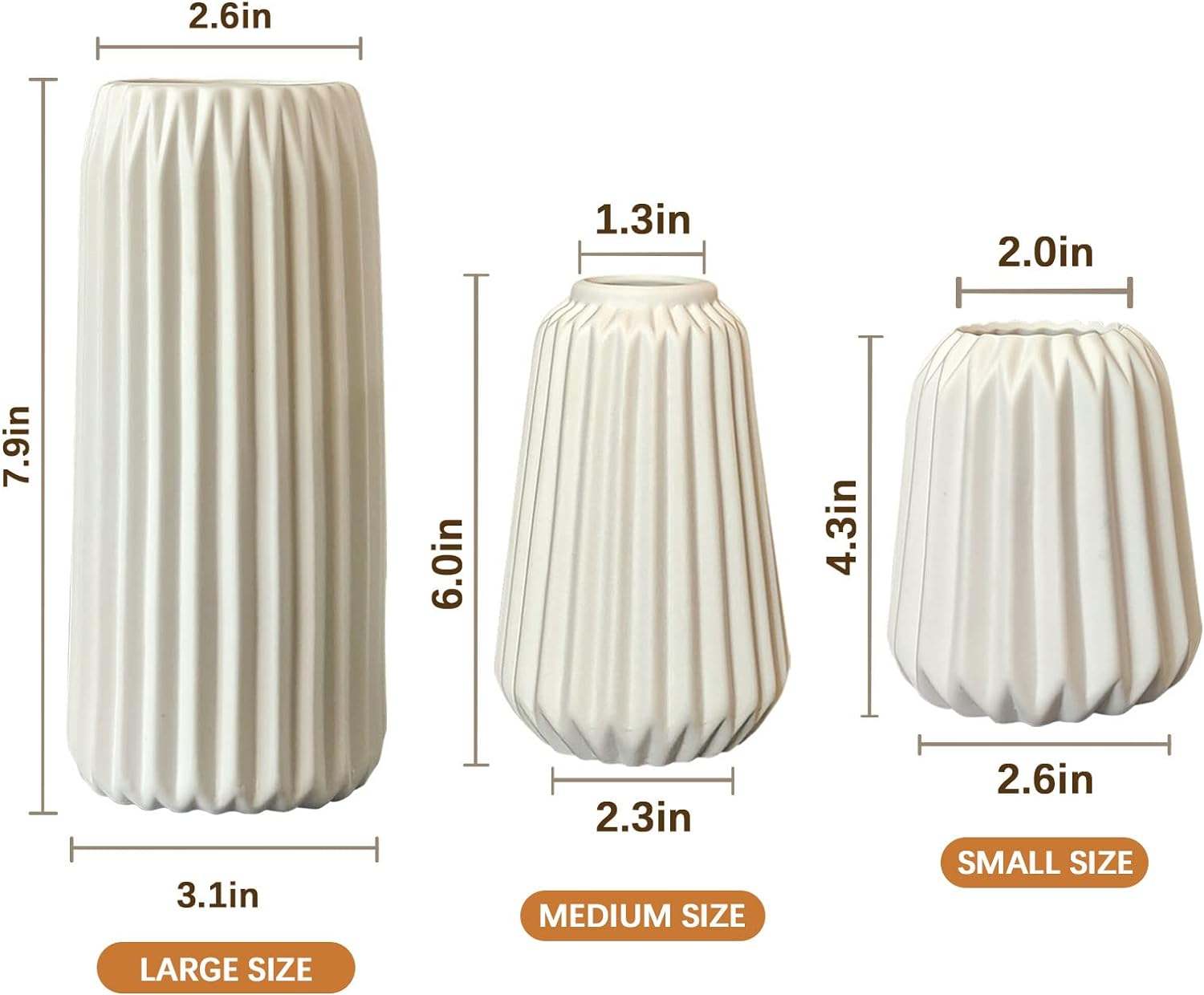 White Ceramic Vase -Set of 3 Boho for Modern Home Decor,Nordic Minimalism Decor Office Entryway Living Room Centerpiece Table Decorations Vases - White 3 Set image number 6