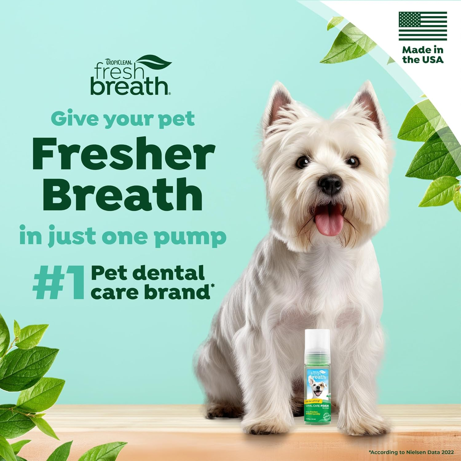 Tropiclean Fresh Breath No Brushing Oral Care Mint Foam 133Ml image number 2