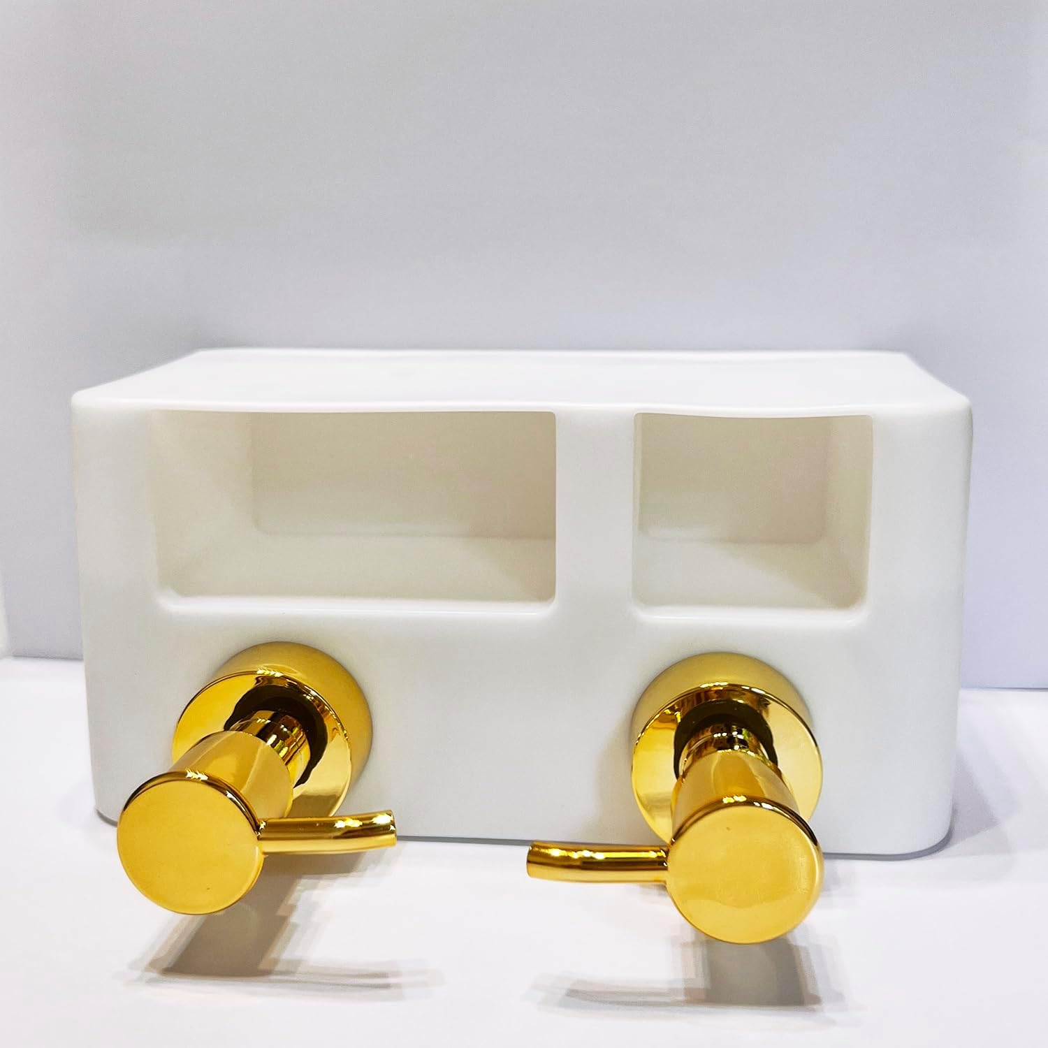 Dual Soap Dispenser,Liquid Hand and Dish Soap Dispenser and Spong Caddy with Brush Holder Countertop Organizer for Kitchen (White) image number 5