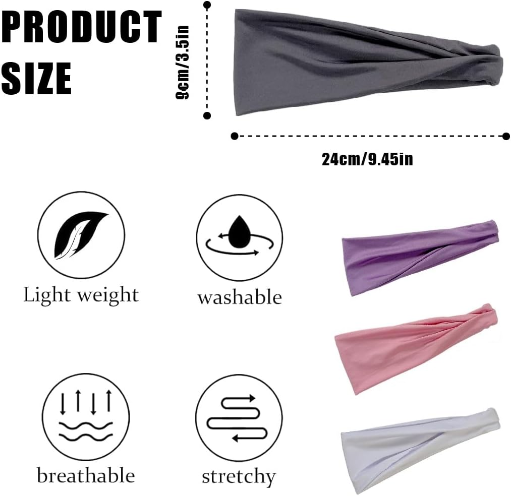 BHIPKOT Pack of 4 Women'S Headbands Fitness Yoga Sports Women'S Headbands Sweat-Absorbing Non-Slip Summer Headbands Hair Embellishments image number 4