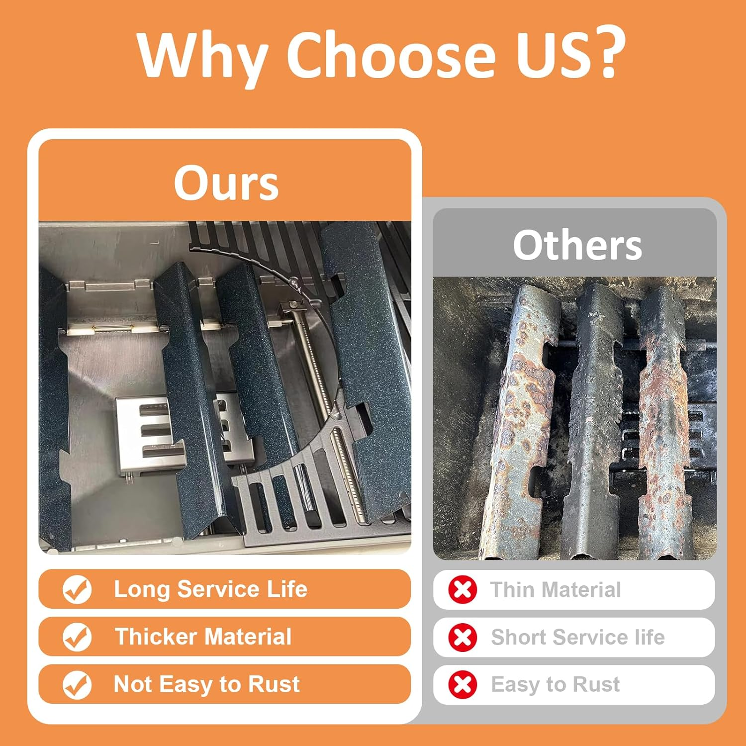 7636 Flavorizer Bars for Weber GS4 Spirit 2 Grill Series, for Weber Spirit II S-310 E-310 E-315, Spirit 300 E/S-310 320 Parts, Porcelain Enameled, Replacement for Weber GS4 Parts 67046 69797 68843 image number 4