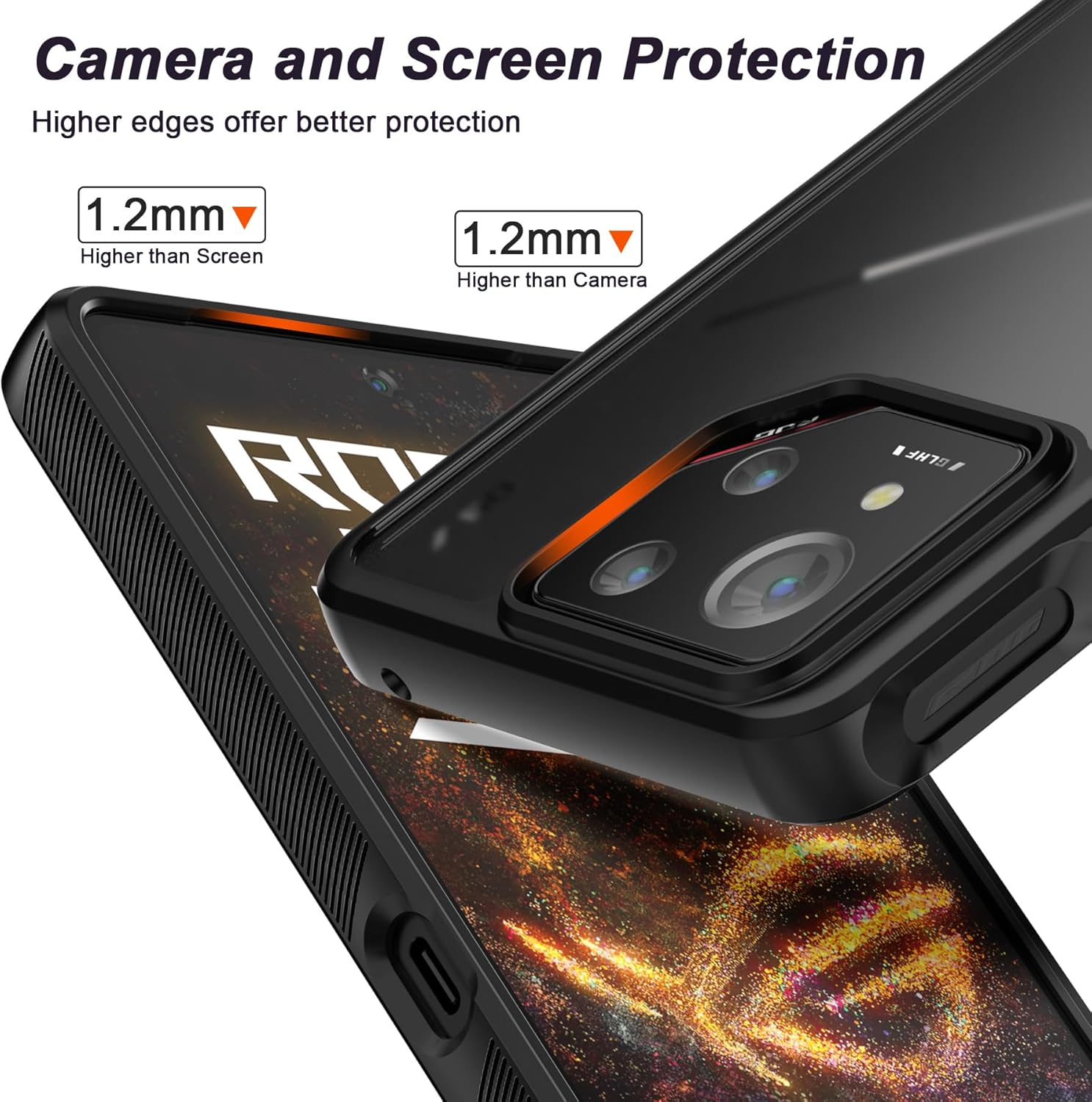 Foluu Asus ROG Phone 9/9 Pro 2024 Case, Back Transparent Matte PC Hard Shell Shockproof Case for Asus ROG Phone 9/9 Pro 2024 (Black) - Clear image number 3