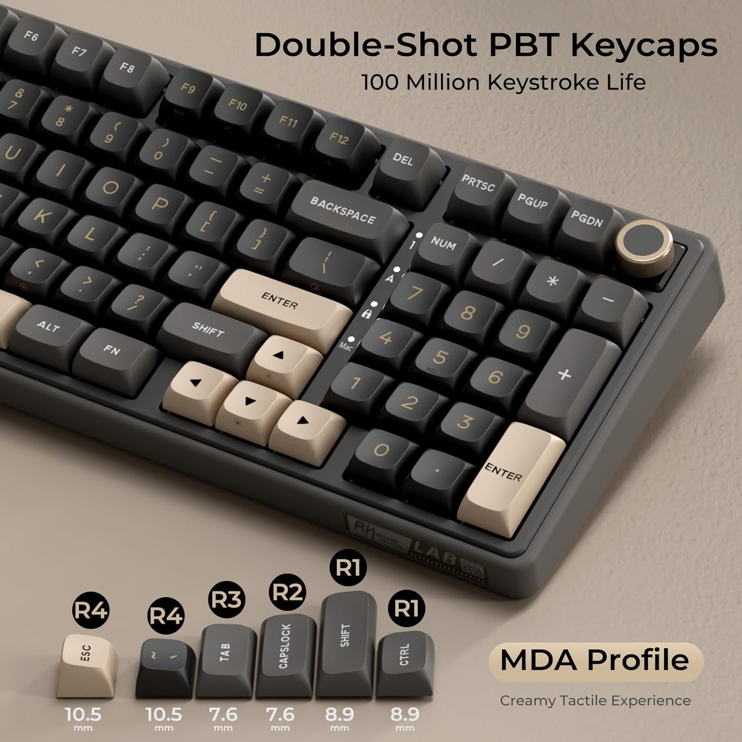 RK ROYAL KLUDGE R98 Pro Creamy Gaming Keyboard, 96% Wired Mechanical Keyboard RGB Backlit with Number Pad and Volume Knob, Gasket Mount, MDA Profile PBT Keycaps, Hot Swappable Pre-Lubed Linear Switch image number 3