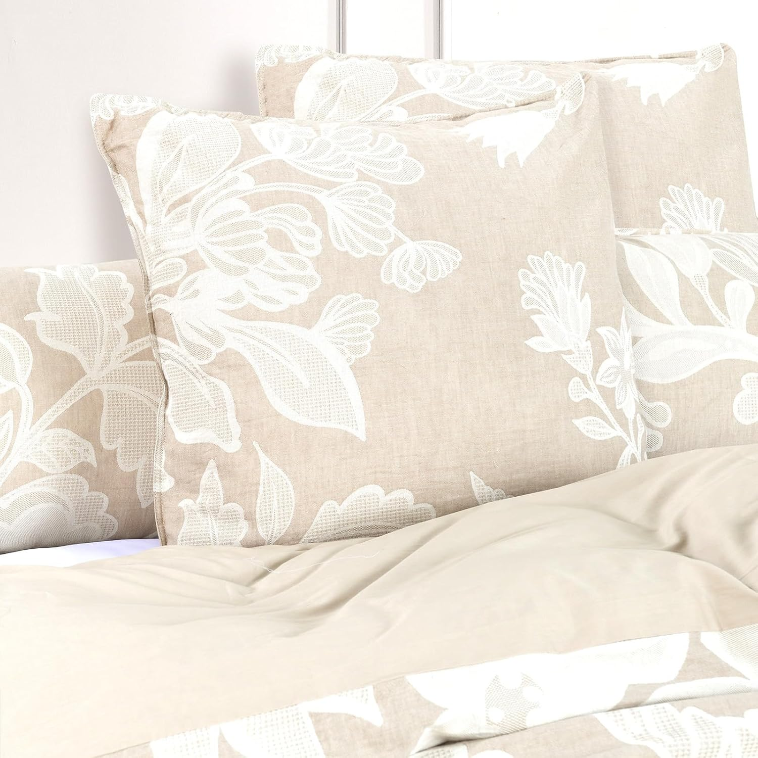 Renee Taylor Bentley Cotton Jacquard Quilt Cover Set, Double, Nude image number 3