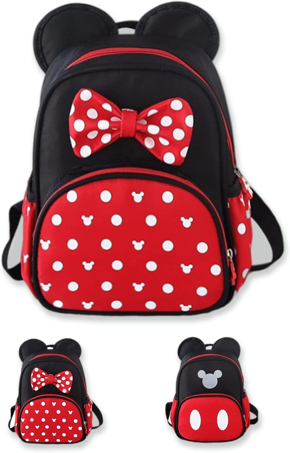 Cute Mini Backpacks, Red Cartoon Bag, Mouse Ears Bowknot Travel Daypack