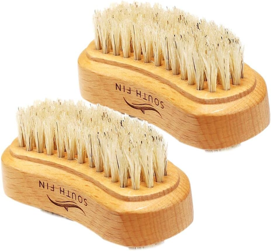 Harayaa 2Pcs Double Sided Beechwood Finger Nail Brush Scrub Fingernail Scrubbing image number 6