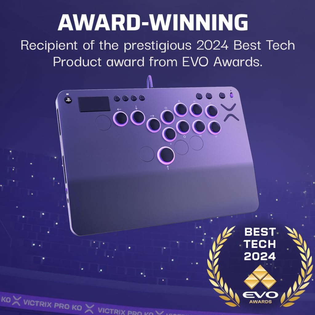 Turtle Beach Victrix Pro KO Leverless All Button Fight Stick for Playstation 5, Officially Licensed PS5|PS4, Windows 10/11 PC, Customizable Esports Tournament Ready Controller, Gray image number 2