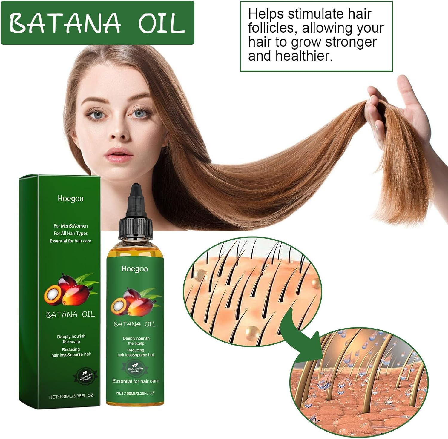 Batana Oil Hair Growth Serum - 2 Packs Premium Natural Organic Botana Hair Oil for Nourishing Scalp Treatment image number 2