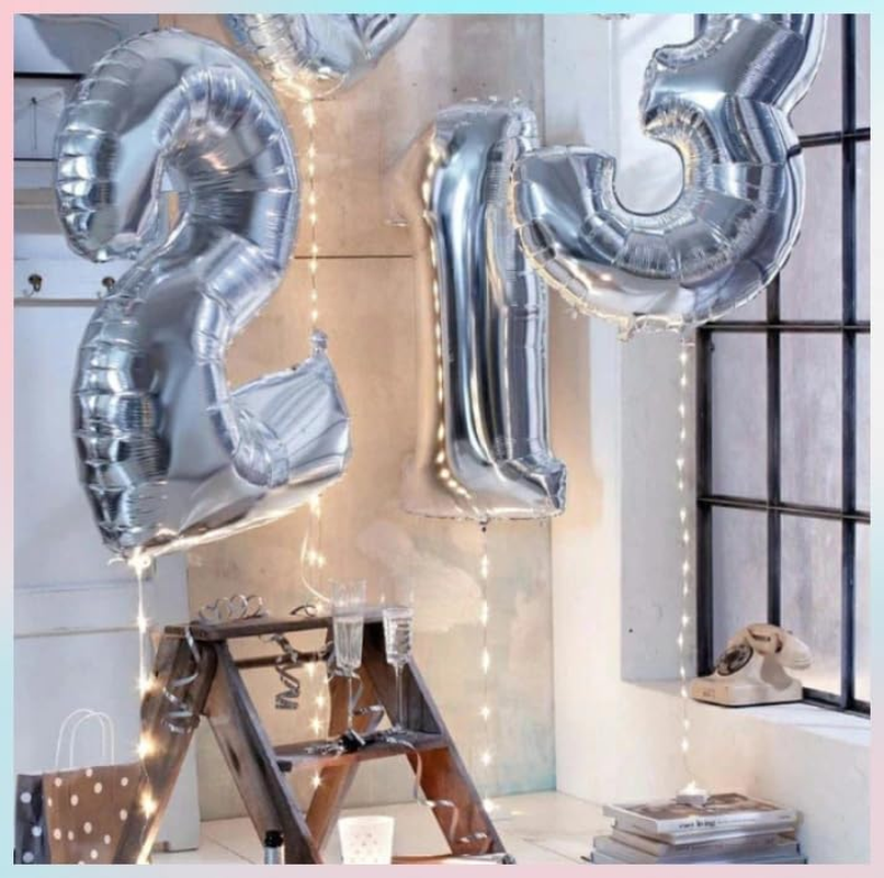 YALLOVE Giant Silver Balloon Number, 40 Inch Foil Big Number 9 Balloons for Birthday Anniversary Baby Shower New Year'S Eve image number 1