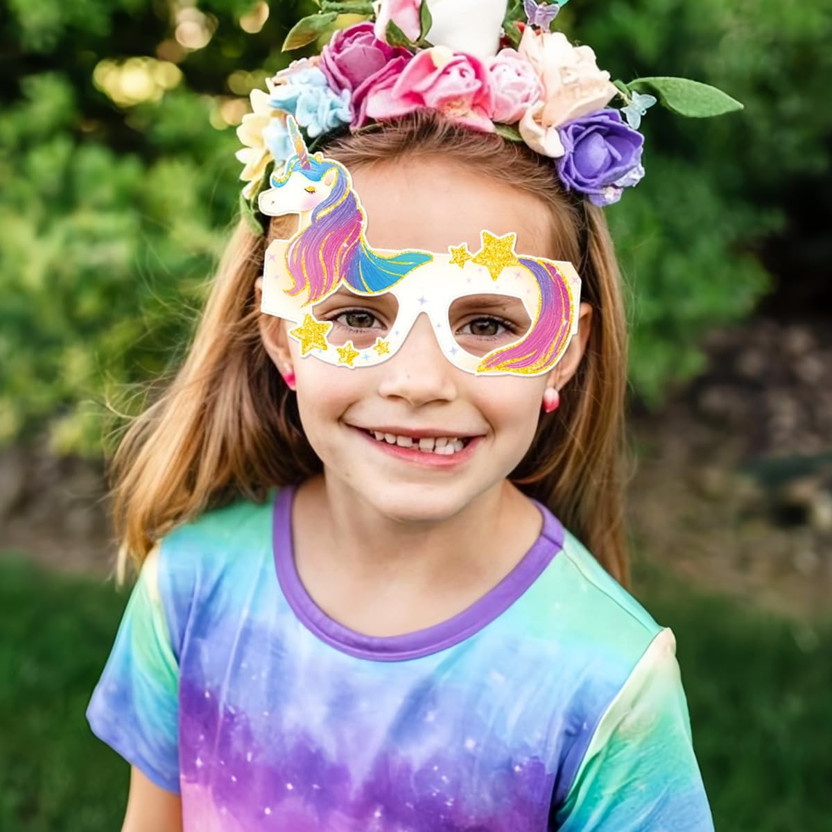 Levigo 8Pcs Unicorn Glasses Unicorn Creative Party Glasses Colourful Unicorn Paper Fun Glasses for Birthday Gifts Favours Photo Props image number 1