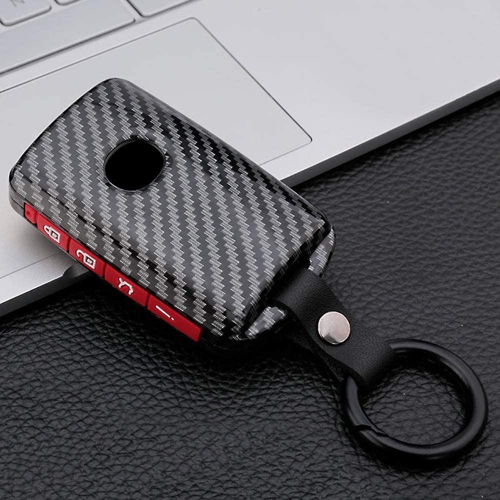 Ontto for Mazda 3 Alexa Car Key Cover Keyring for Mazda 3 CX-30 CX-5 CX-9 Mazda 3 Sedan 2019 2020 Key Fob 3 Buttons Accessories Remote Key Shell Keychain Key Holder Smart Key Protector-Carbon Red A