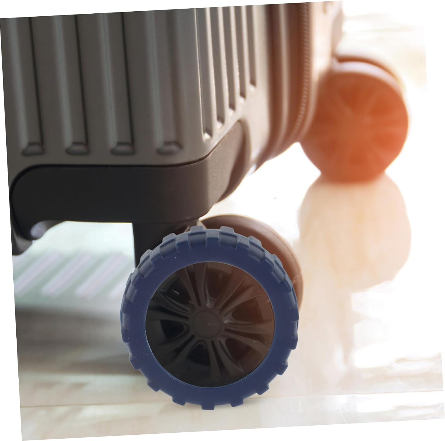 CALLARON 8Pcs Silicone Luggage Wheel Covers Suitcase Foot Protectors Noise Reduction Shock Absorption Travel Gear Navy Blue 55X55X15Mm for Hardwood Floors image number 5