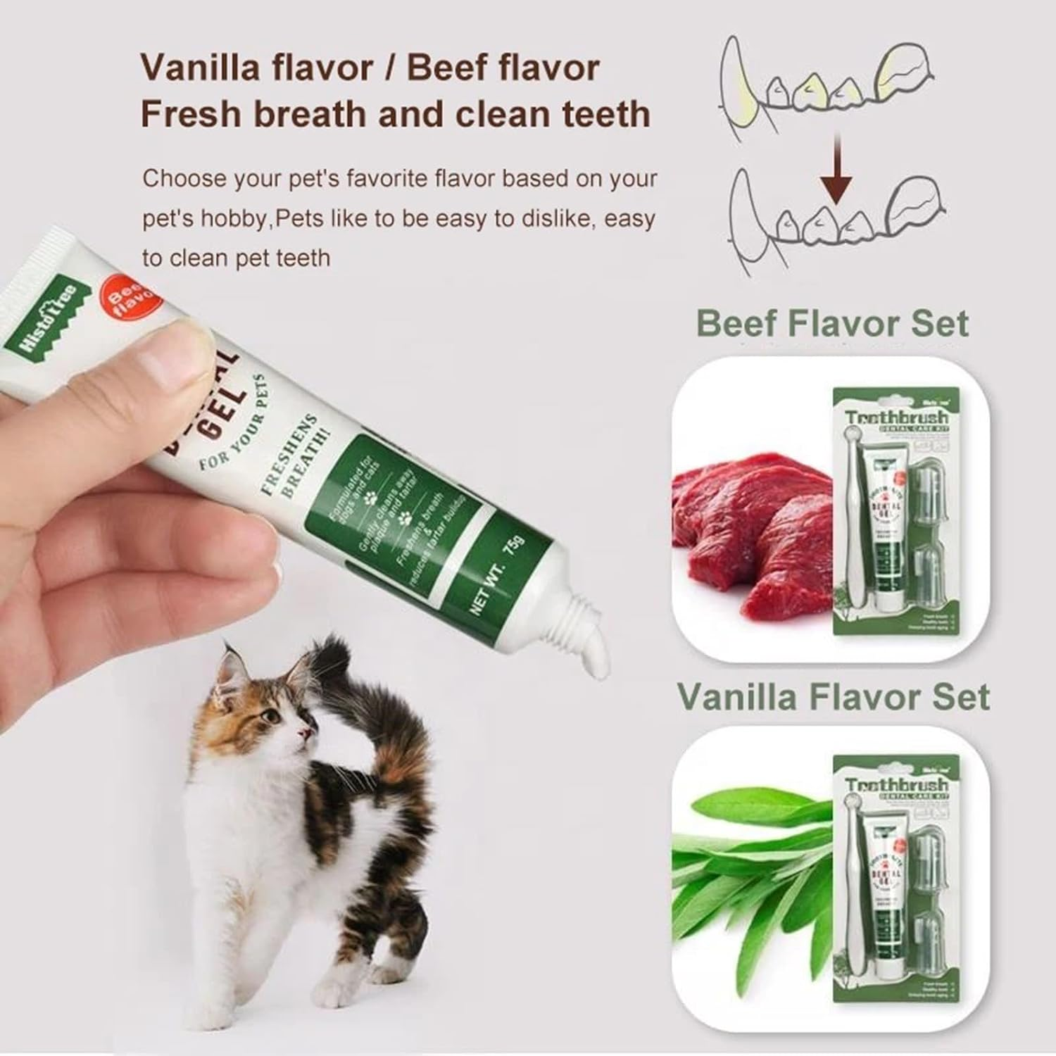 Dog Toothbrush and Toothpaste Kit Set for Dog Teeth Cleaning and Care,Extra Fingerbrush Brushing Dog Dental Care Kit Set image number 2