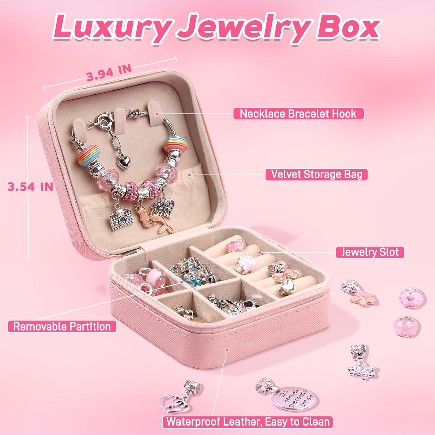 Bracelet Jewellery Making Kit 73Pcs, Kids Toys Girls That Inspires Creativity and Imagination, Crafts for Girls Ages 6-12 with Charm Making Kit Perfect Gifts for 6 7 8 9 10 Girl Self-Expression! image number 5