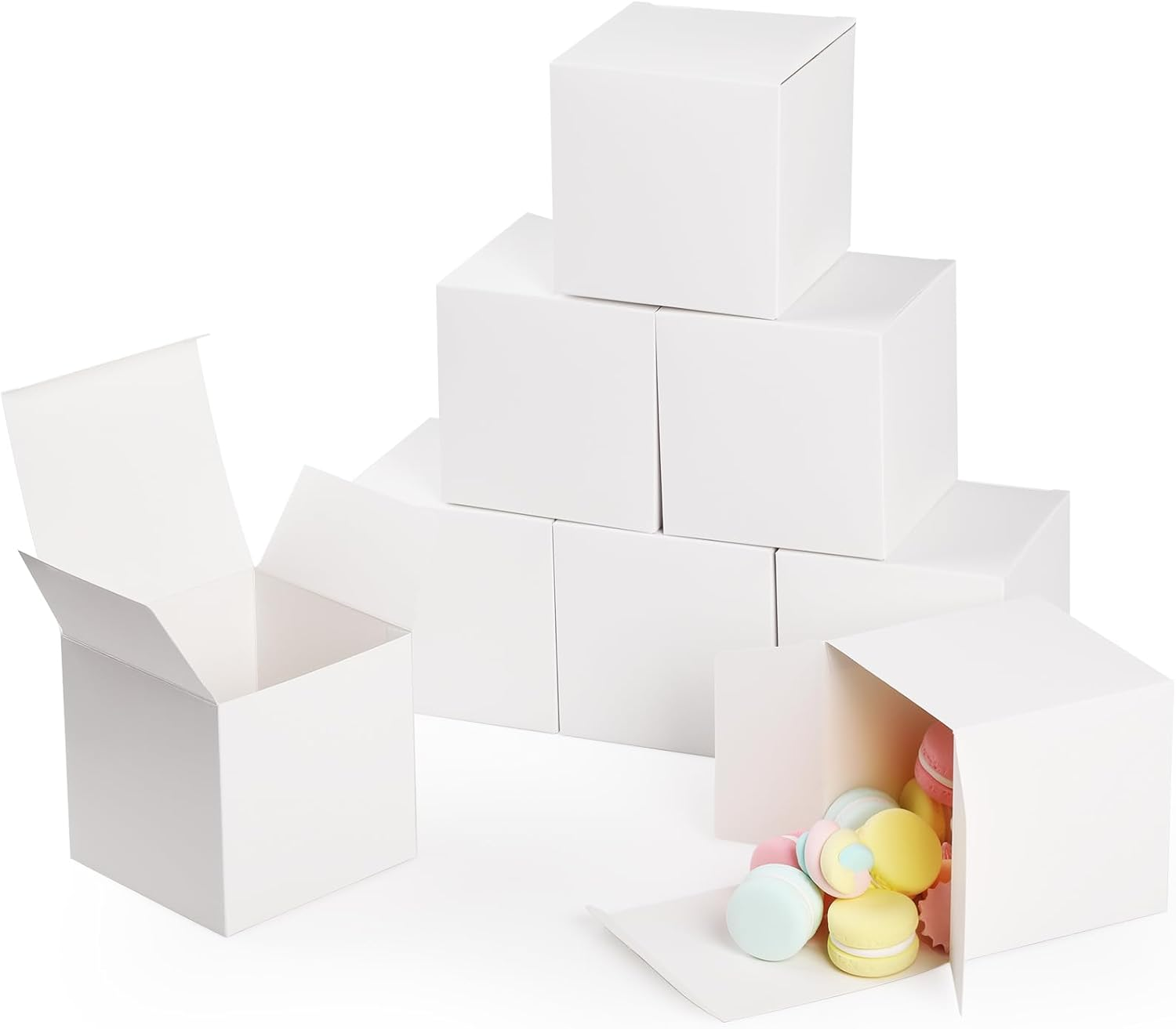 Geepen 40-Pack Kraft Gift Boxes 10X10X10Cm, Small Brown Paper Boxes with Lids for Favours, Weddings, Parties, Jewellery, and DIY Crafts White image number 2