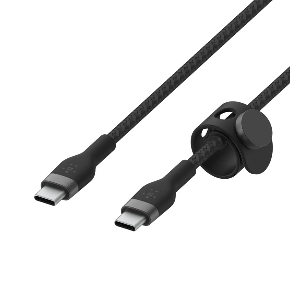 Belkin Boostcharge Pro Flex Braided USB Type C to C Cable (1M/3.3FT), USB-IF Certified Power Delivery PD Fast Charging Cable for Macbook Pro, Ipad Pro, Galaxy S21, Ultra, plus and More - Black