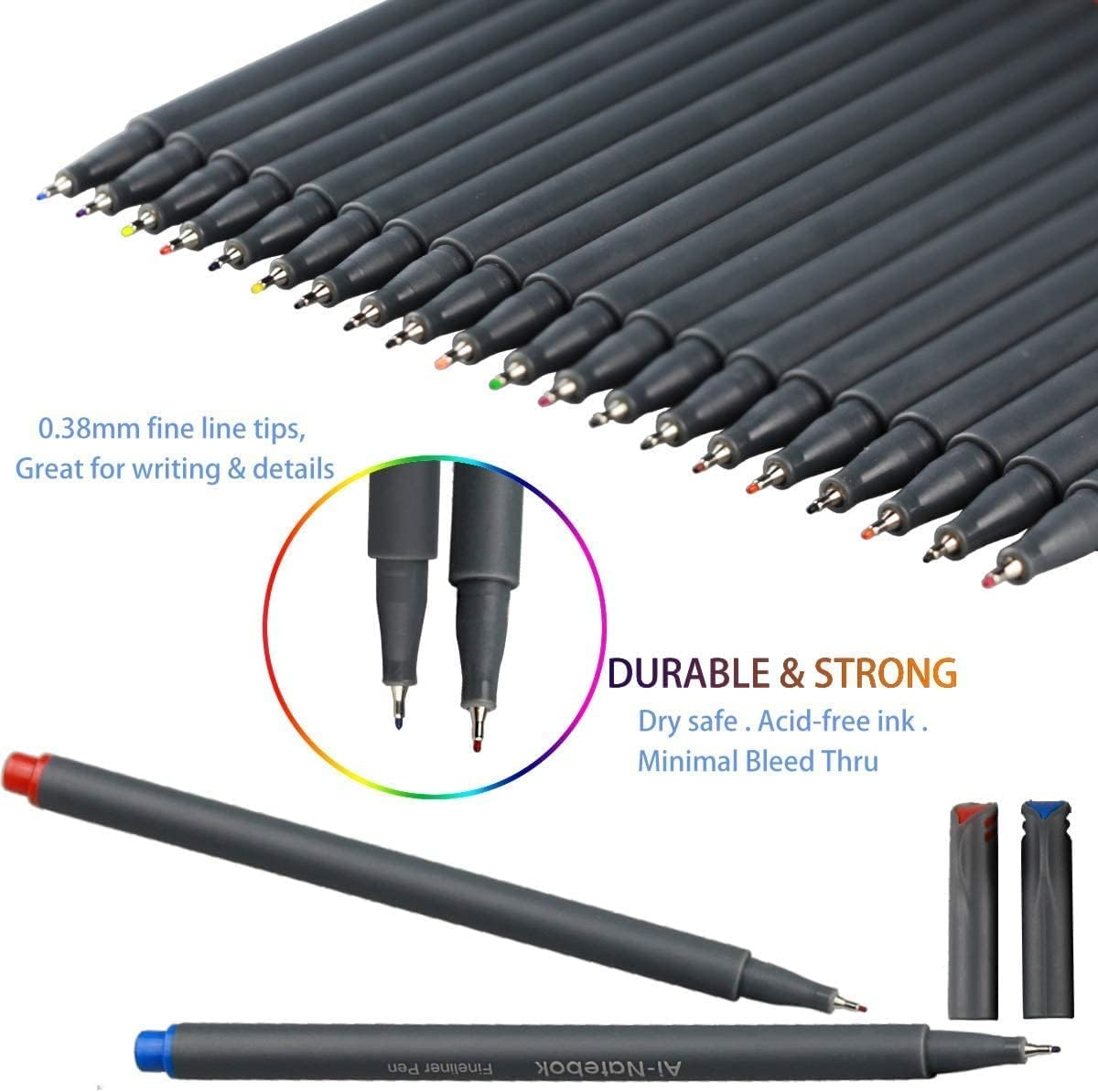 36 Colored Pens Fine Point Markers, Fine Tip Drawing Pens, Porous Fineliner Pens for Bullet Journal Planner Writing Note Taking Calendar Agenda Coloring Art School Office Supplies image number 2