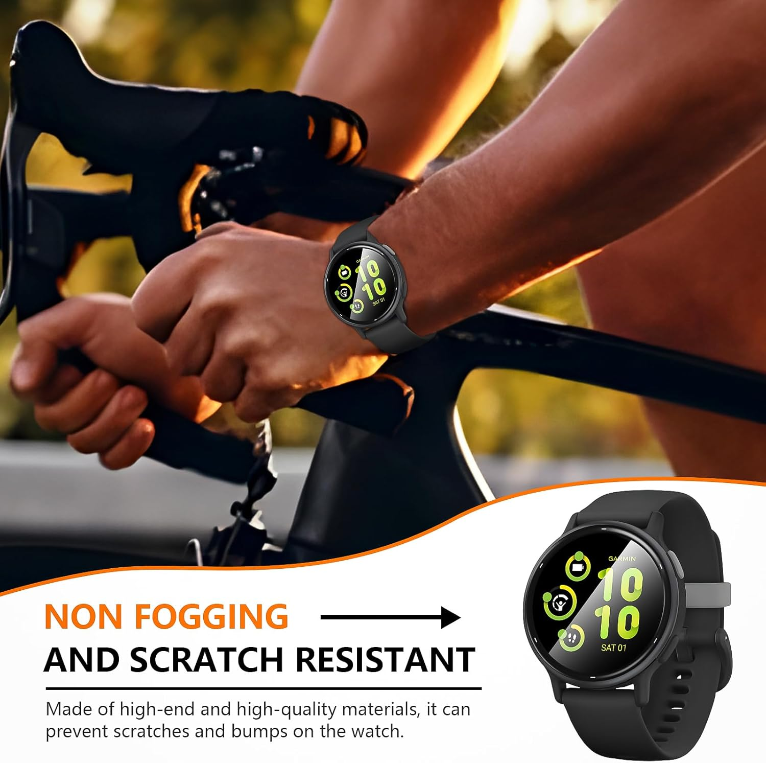 Suoman 5+2 Pack for Garmin Vivoactive 5 Screen Protector, 3D Full Coverage PMMA Curved Ultra Clear Protective Film(5)+Anti-Dust Plugs(2), Anti-Scratch, No Bubble Compatible with Garmin V&iacute;voactive 5 image number 3