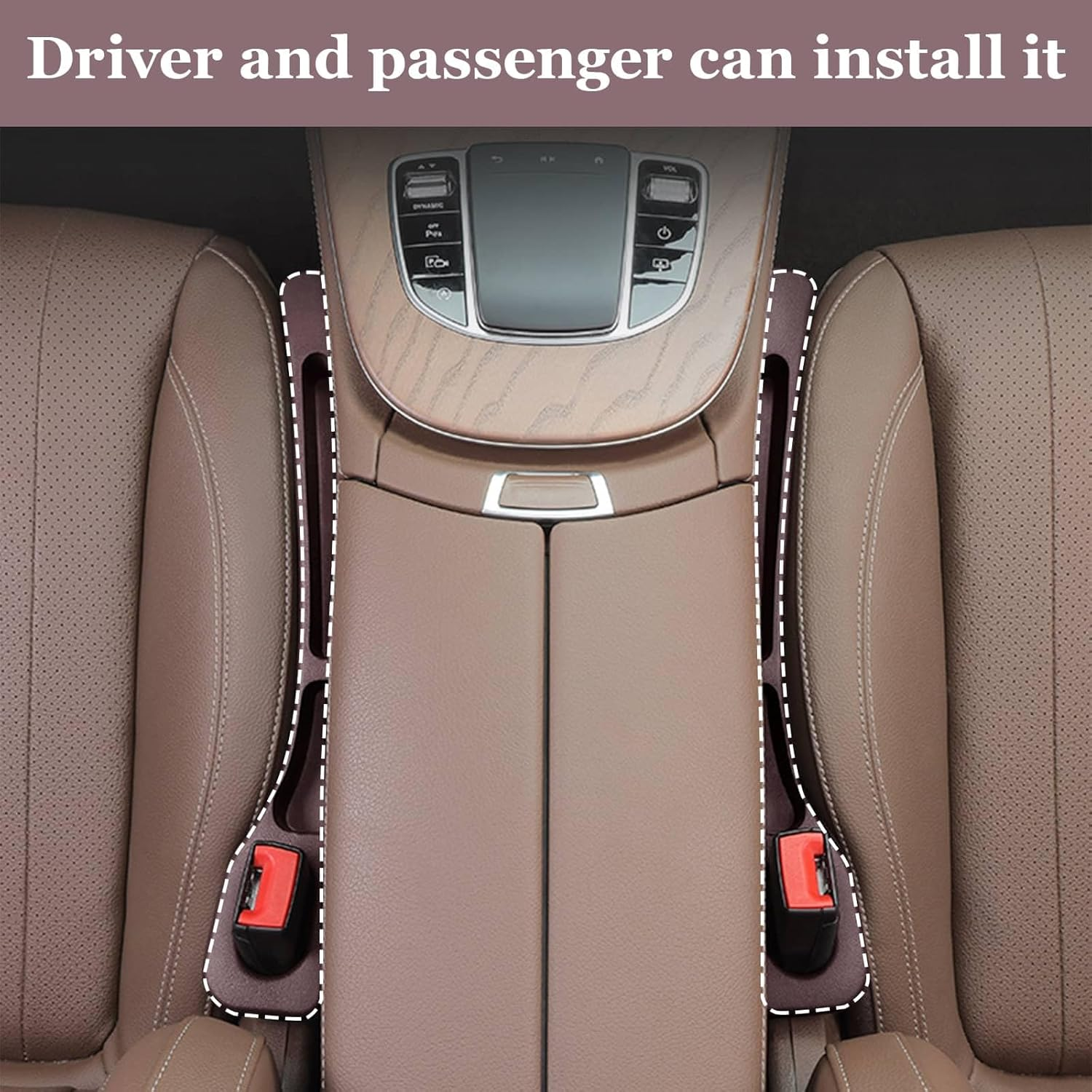 2PCS Car Seat Side Gap Filler, No Drop Seat Guard, 2025 Car Seat Side Gap Filler, Soft Foam Multifunctional Seat Side Gap Filler with Organizer & Hook Function, Seat Gap Fillers for All Cars (Brown) image number 2