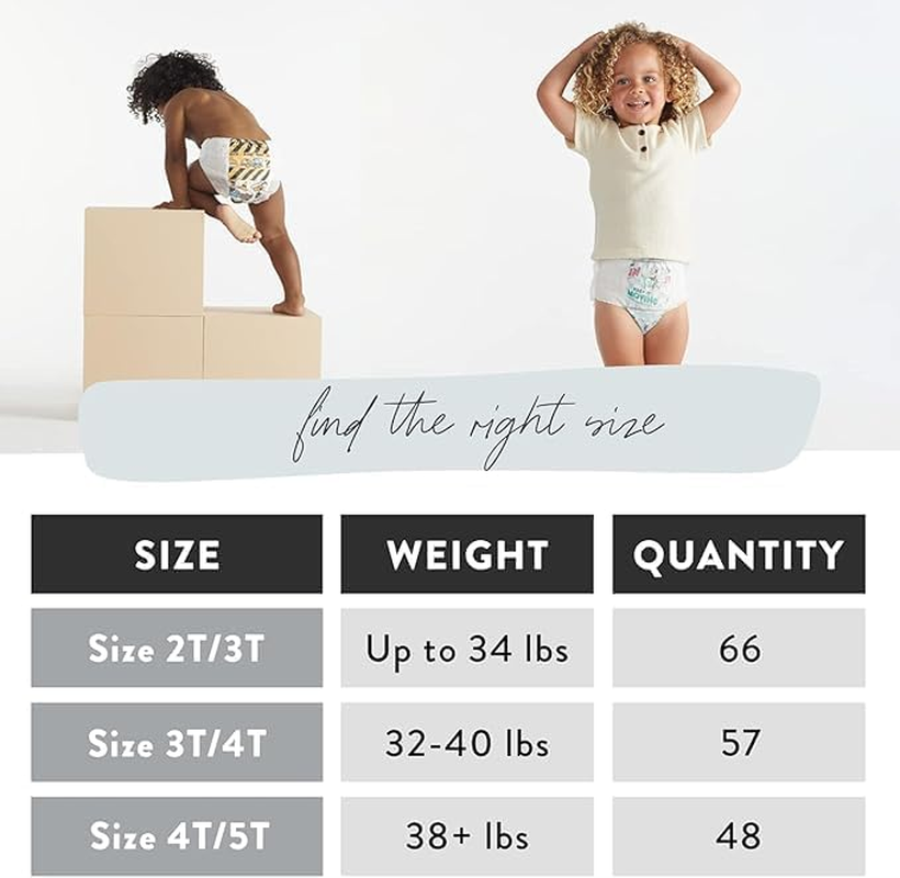 The Honest Company Clean Conscious Training Pants | Plant-Based, Sustainable Diapers | Magical Moments + Butterfly Kisses | Size 2T/3T (Up to 34 Lbs), 66 Count image number 5