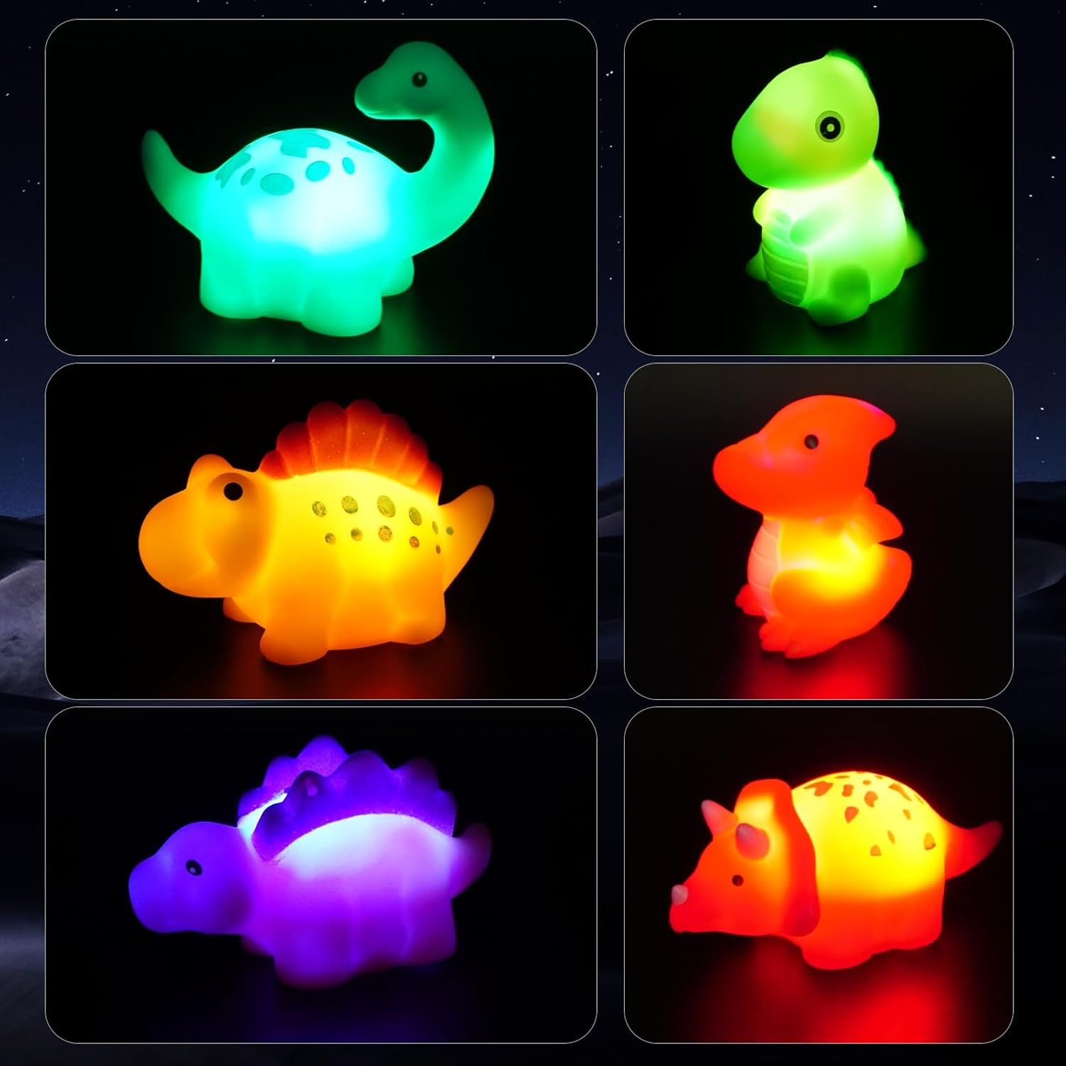 Bath Toys for Toddlers, 6 Packs Light-Up Floating Dinosaur Baby Toddler Bath Toys Set for Boys Kids Birthday Easter Christmas - Water Bathtub Shower Pool Bath Toy for Children Preschool