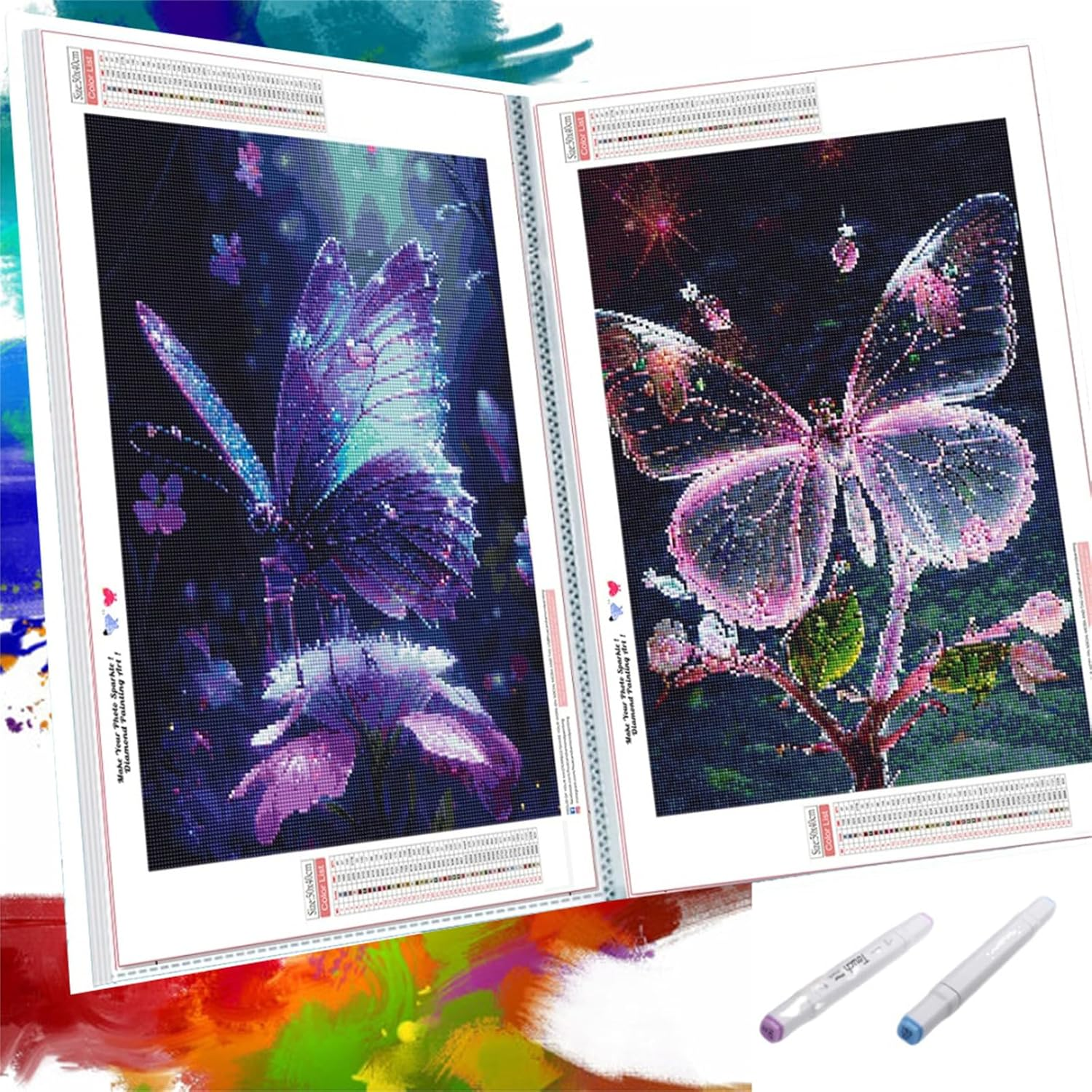 A2 Diamond Painting Storage Book, Diamond Art Portfolio Binder,80 Views Art Portfolio Folder with 40 Pages Clear Pockets Plastic Sleeves for Artwork (A2/4K) image number 3