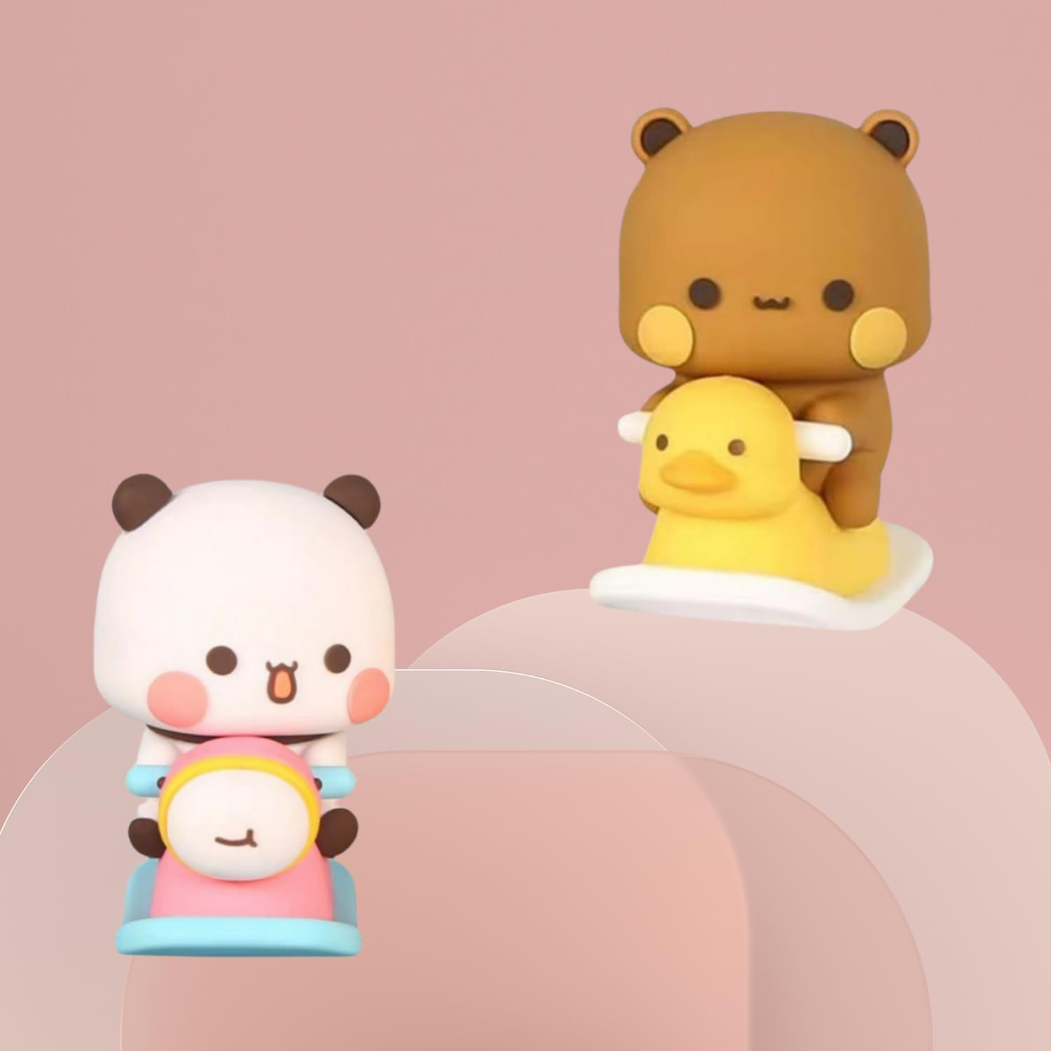 WADY 2Pcs Bubu and Dudu Bears Car Dashboard Decorations, Cute Panda Bear Figure Statue for Desk & Tabletop, Cartoon Animal Ornament Home & Office Decor image number 2