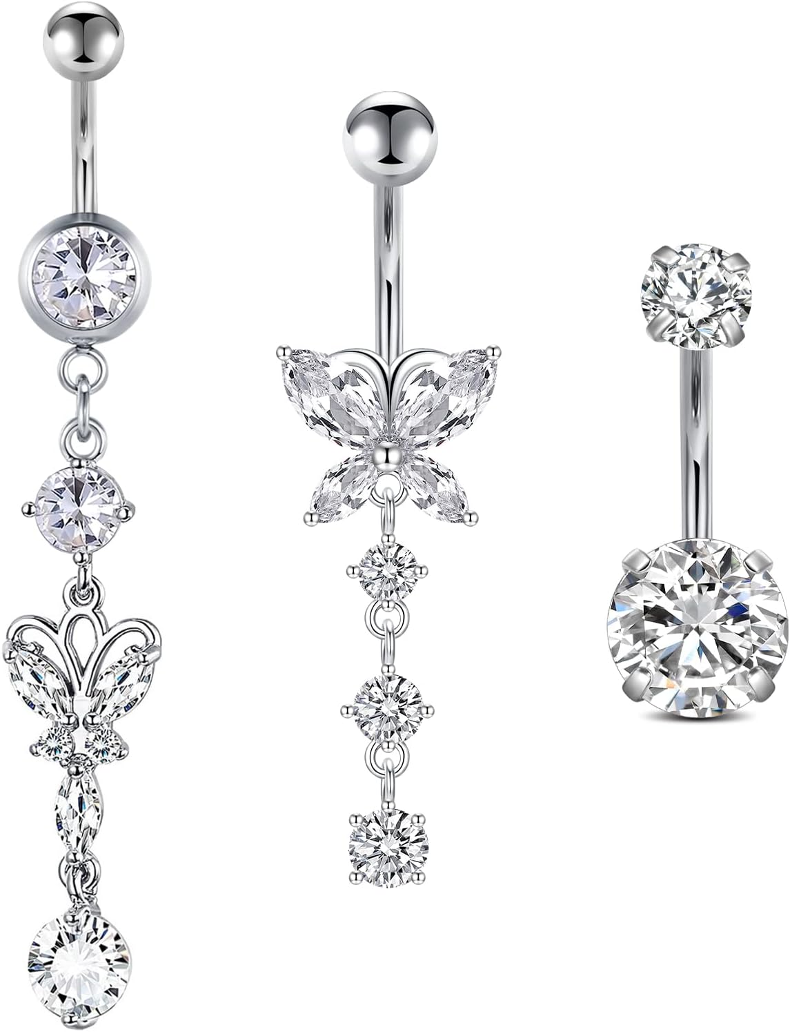 Zolure 14G 10MM Belly Button Ring Hypoallergenic Dangling Clicker Hoop Belly Piercing Jewelry for Women image number 1