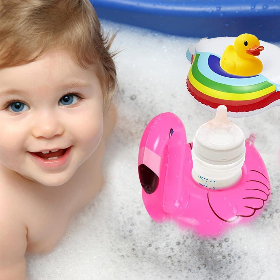 Inflatable Drinks Holder, Fyvadio 9 Pieces Pool Cup Holder Floats with Air Pump, Floating Drink Cup Bath Holder, Inflatable Cup Holder for Kids Family Pool Party image number 1