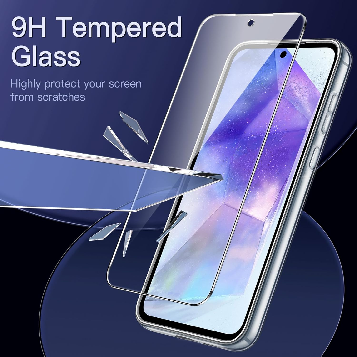 Jetech 3 in 1 Case for Samsung Galaxy A55 5G, with 2-Pack Screen Protector, Tempered Glass Film, Shockproof Bumper Phone Protective Cover Clear Back (Clear) - Purple image number 2