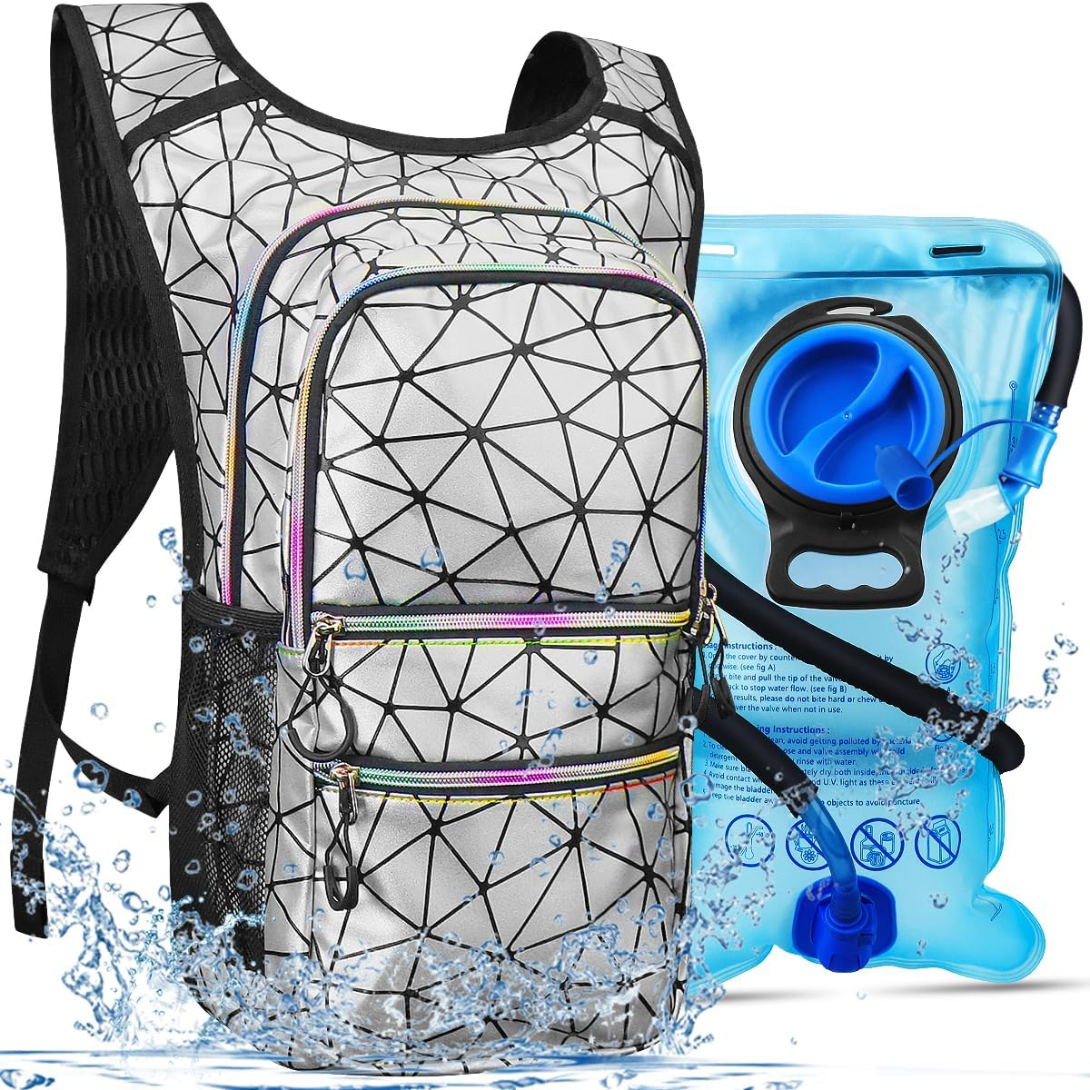 Hydration Pack, Water Backpack with 3L Hydration Bladder Lightweight Insulation, Festival Essential, Rave Hydration Backpack, Hydropack Backpack for Rave, Hiking, Biking, Running, Festival Gear
