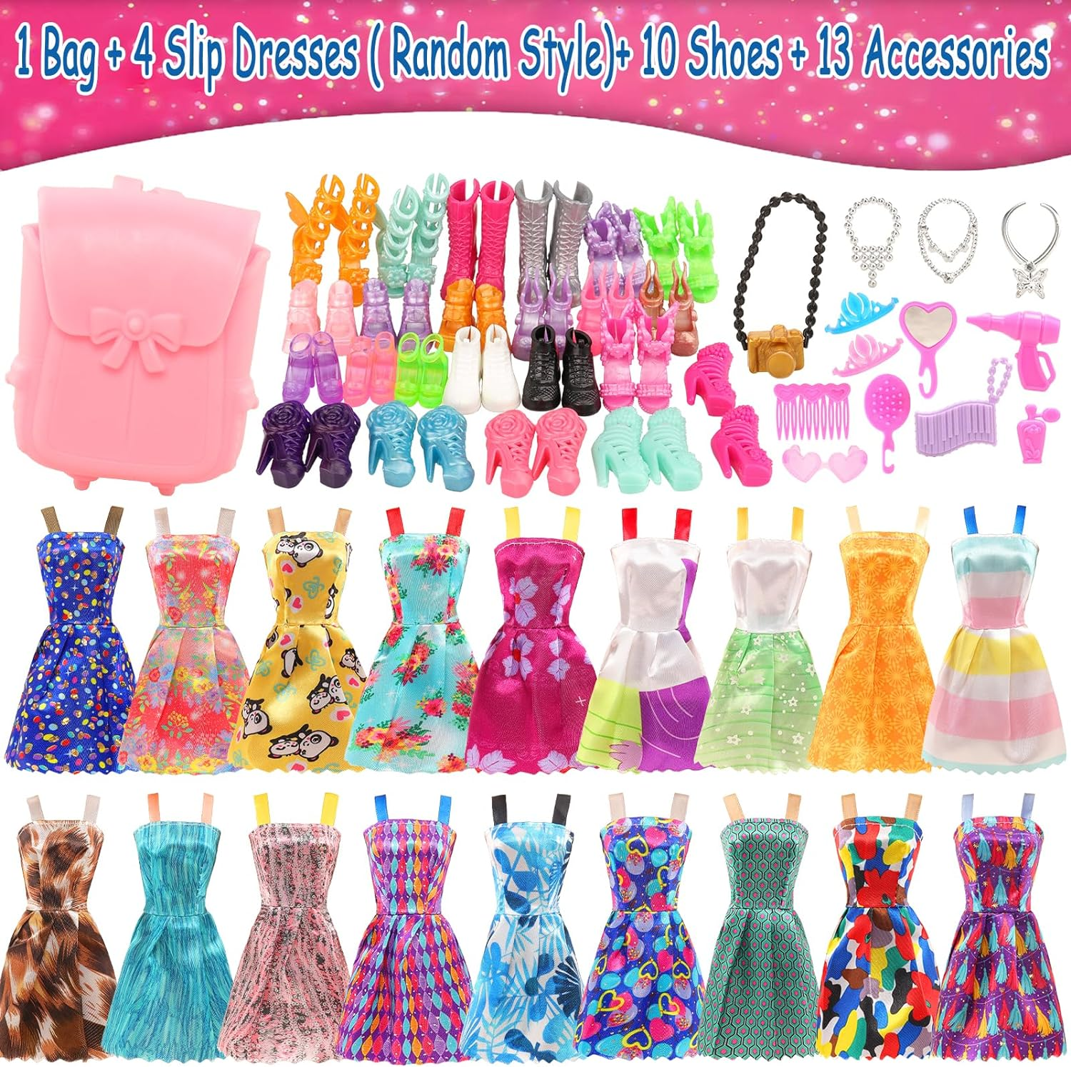 Barwa Lot 15 Items = 5 Sets Fashion Casual Wear Clothes/Outfit with 10 Pair Shoes 23 Accessories for 11.5 Inch 28 - 30 Cm Doll Xmas Gift image number 4