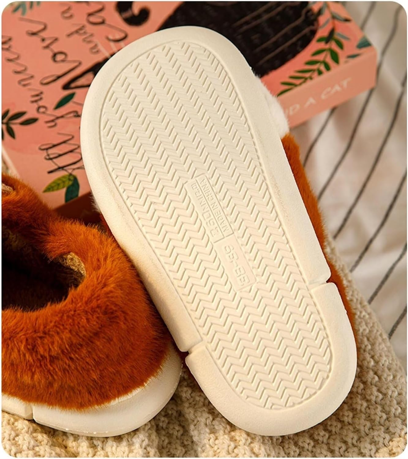 Women & Girl Cat Paw Slippers Plush Fuzzy Slip-On House Shoes with Memory Foam Washable Indoor image number 5