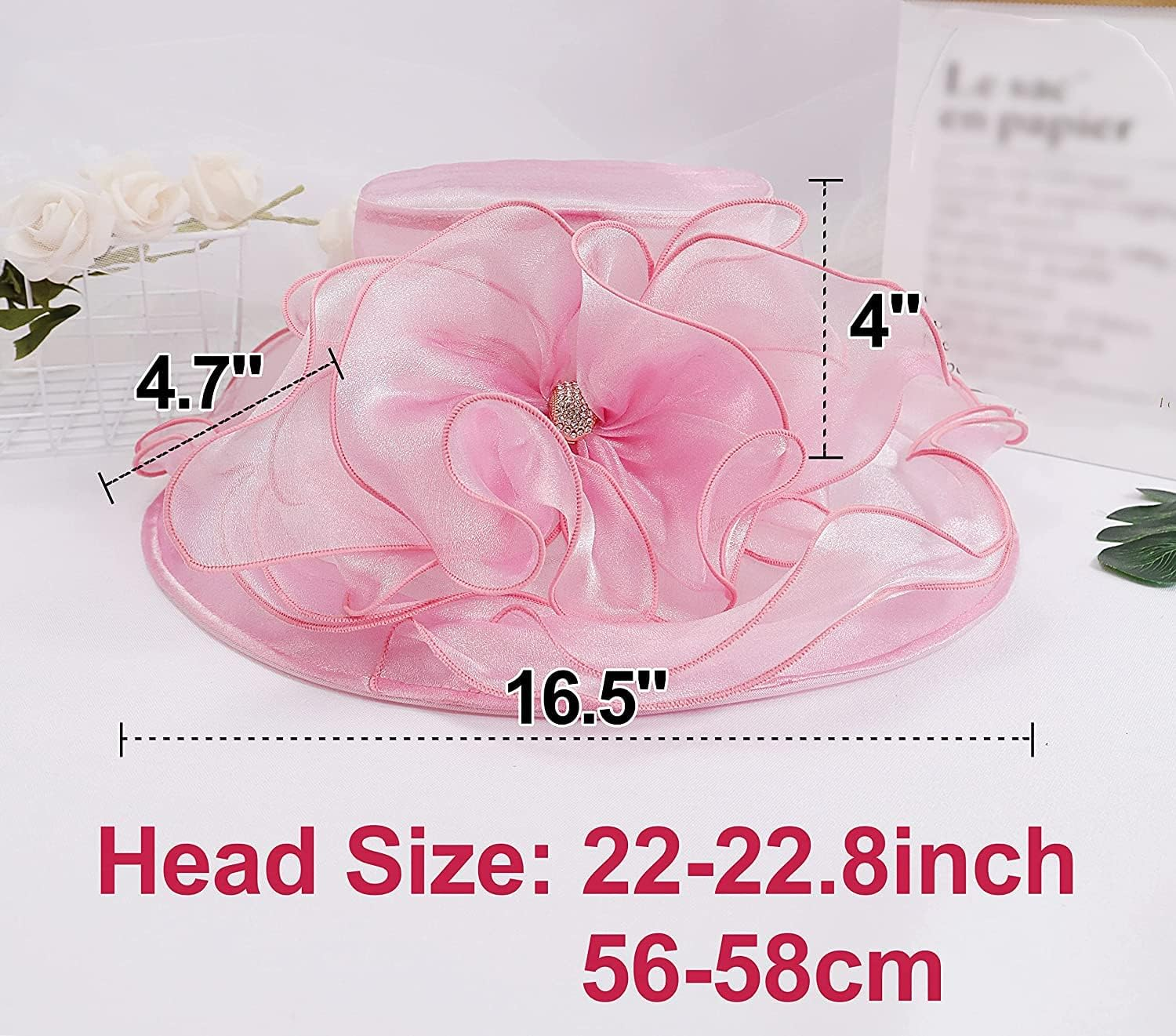 TLMNU Organza Fascinator Hat - Women&iexcl;&macr;S Wide Brim Church Bridal Tea Party Wedding Hat - 01-Yellow image number 3
